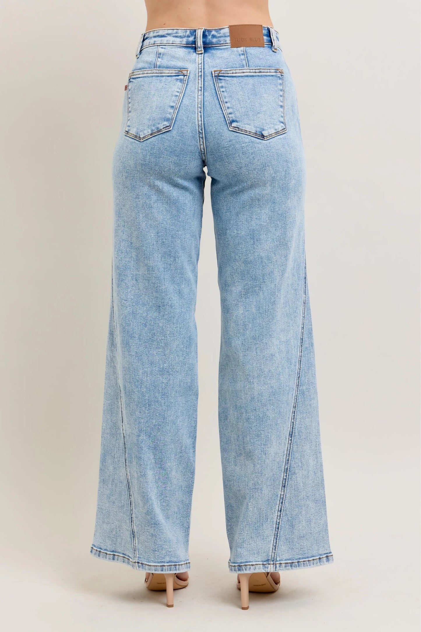 Judy Blue Plus Size High Waist Wide Leg Jeans with Skewed Inseam