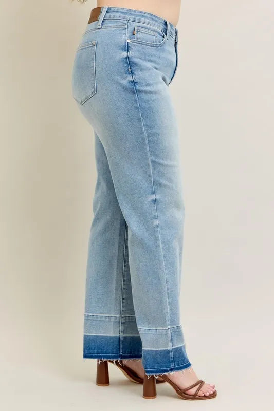 Judy Blue Plus Size Full Size Wide Leg Jeans with Released Hem