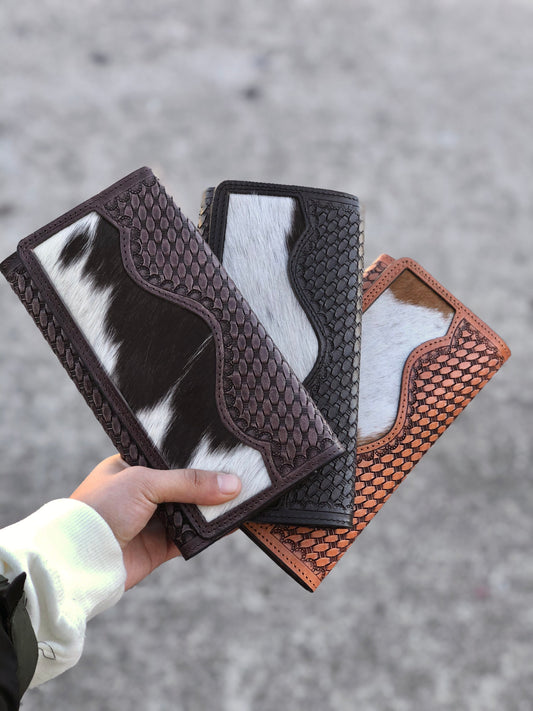 Cowhide Tooled Leather Women's Wallet