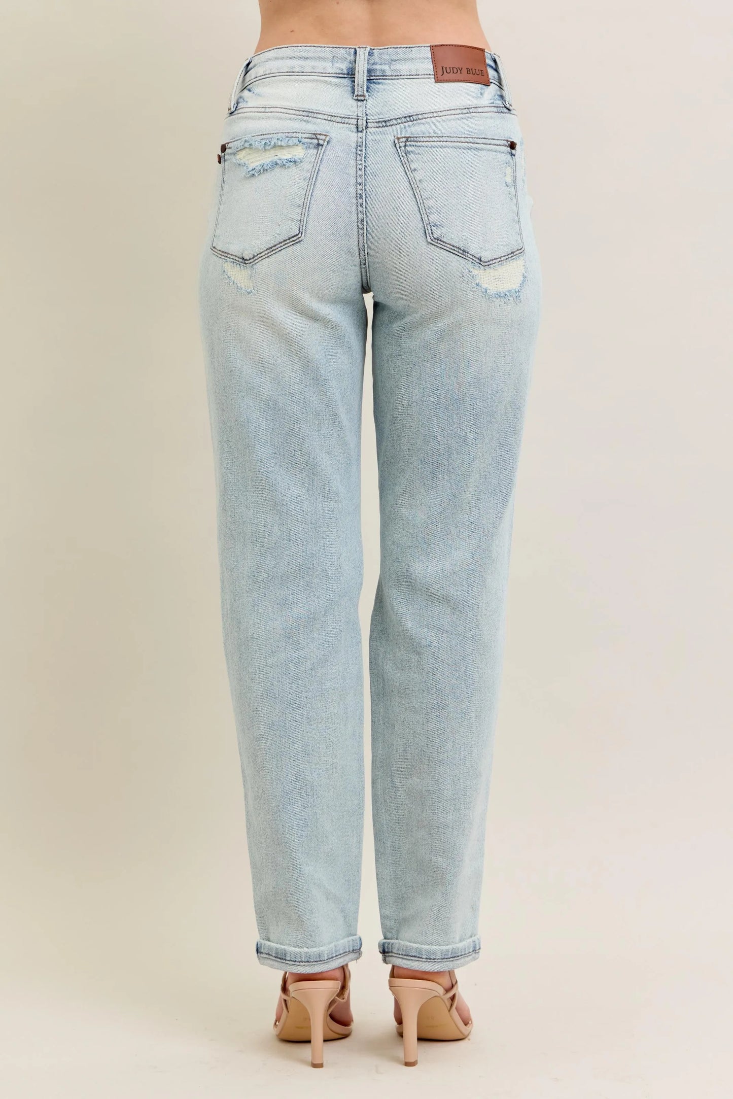 Judy Blue Plus Size Full Size Mr Repair Stitch Detail Destroyed Boyfriend Jeans