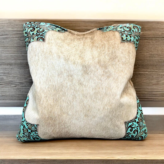 Cowhide & tooled pillow 16”