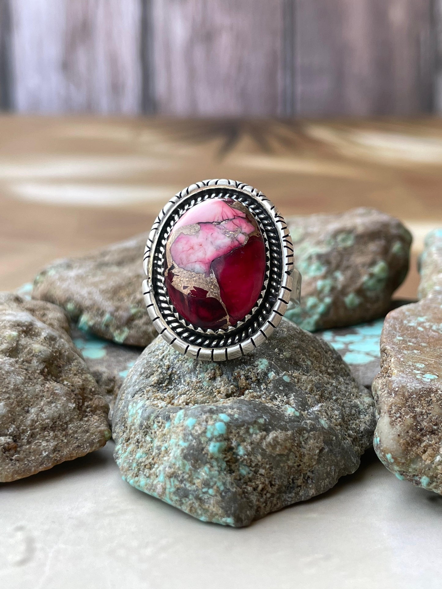 Beautiful Handmade Dahlia Rose And Sterling Silver Adjustable Oval Shape Ring