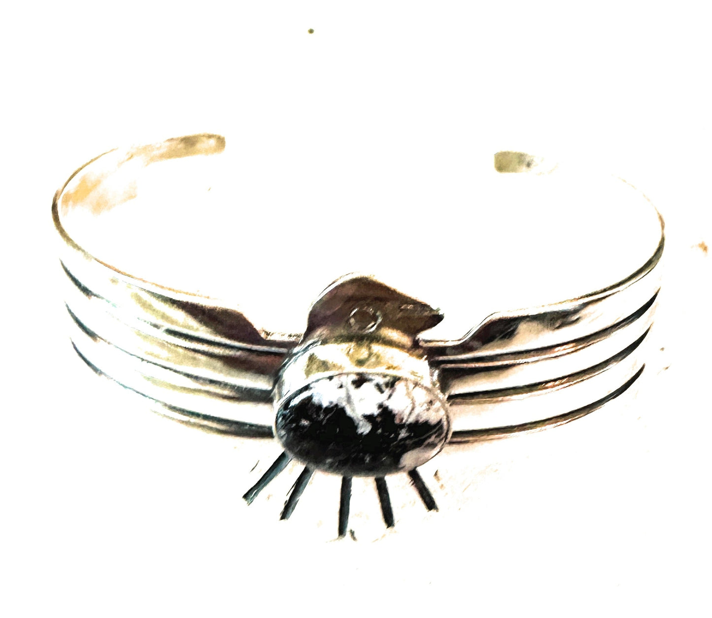 Handcrafted Wild Horse & Sterling Silver Thunderbird Cuff Bracelet