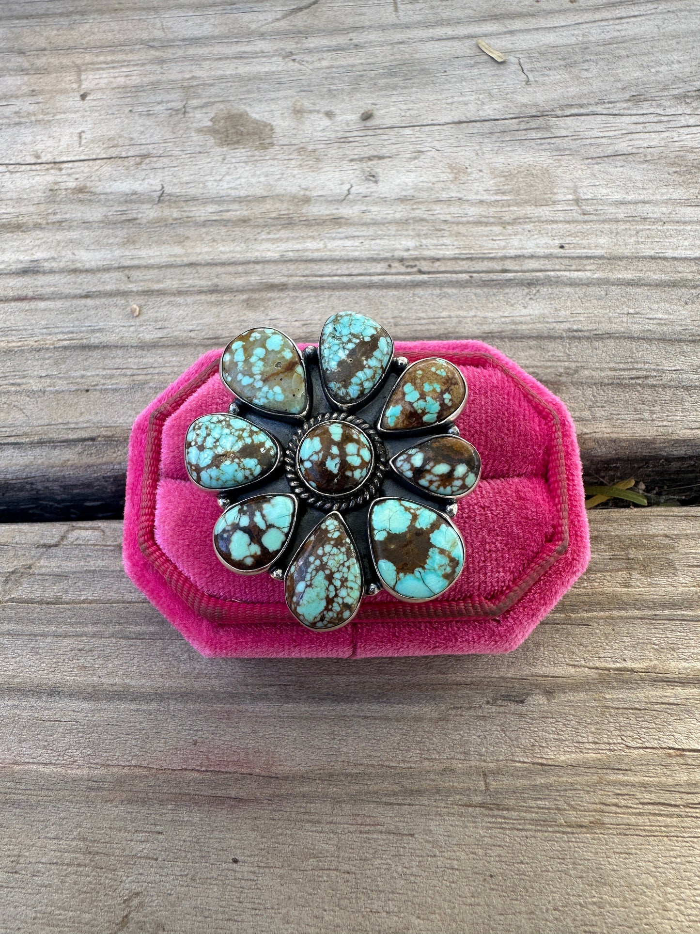 Beautiful Handmade Number 8 Turquoise And Sterling Silver Adjustable  Ring