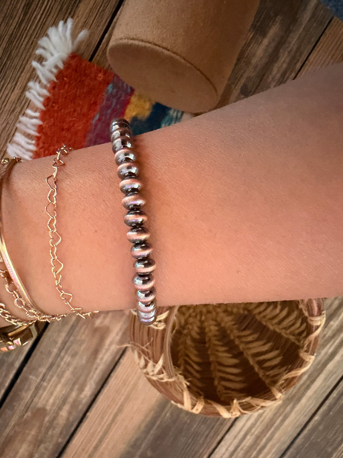 Handcrafted Copper Beaded 6mm Saucer Bracelet
