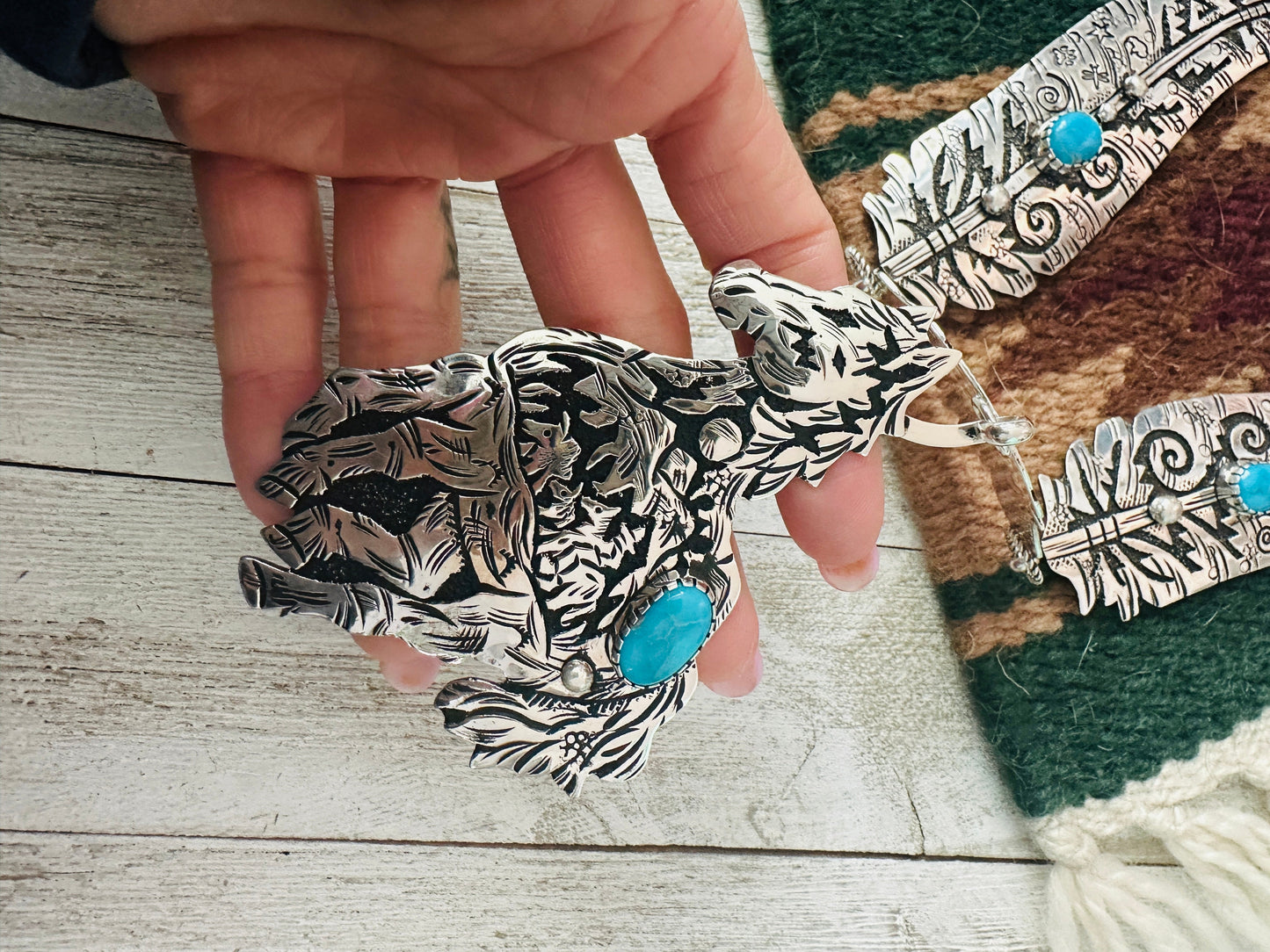 Handcrafted Sterling Silver & Turquoise Horse Necklace by Richard Singer