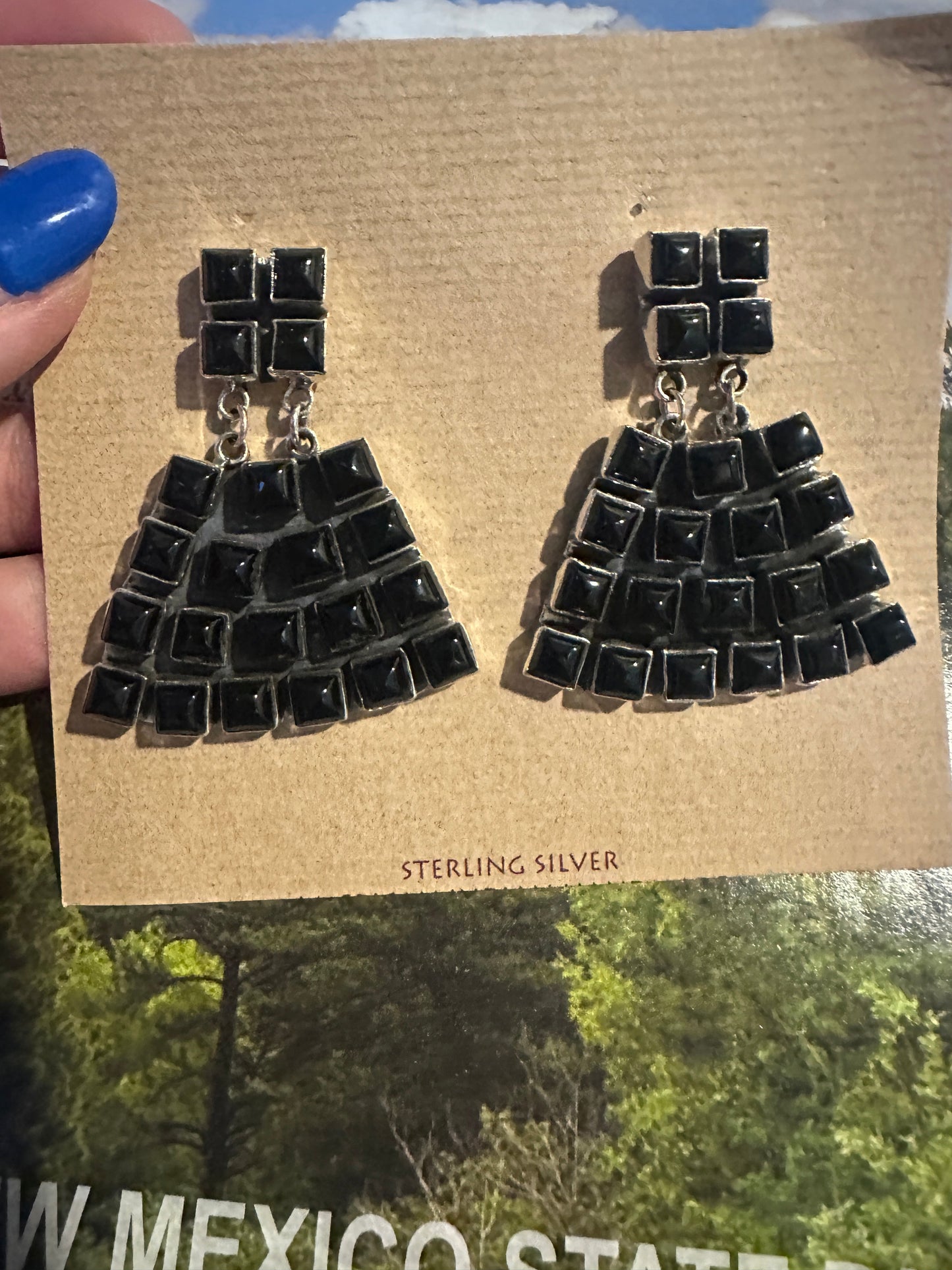 Beautiful Handmade Onyx Post Dangle Earrings By Dan Dodson