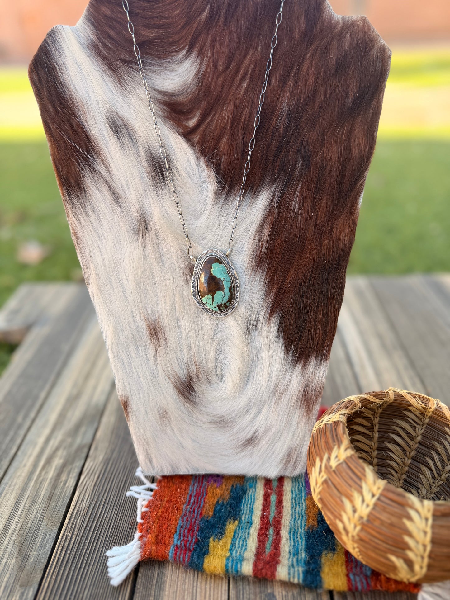 Handcrafted Number 8 Turquoise & Sterling Silver Necklace by Daniel Benally