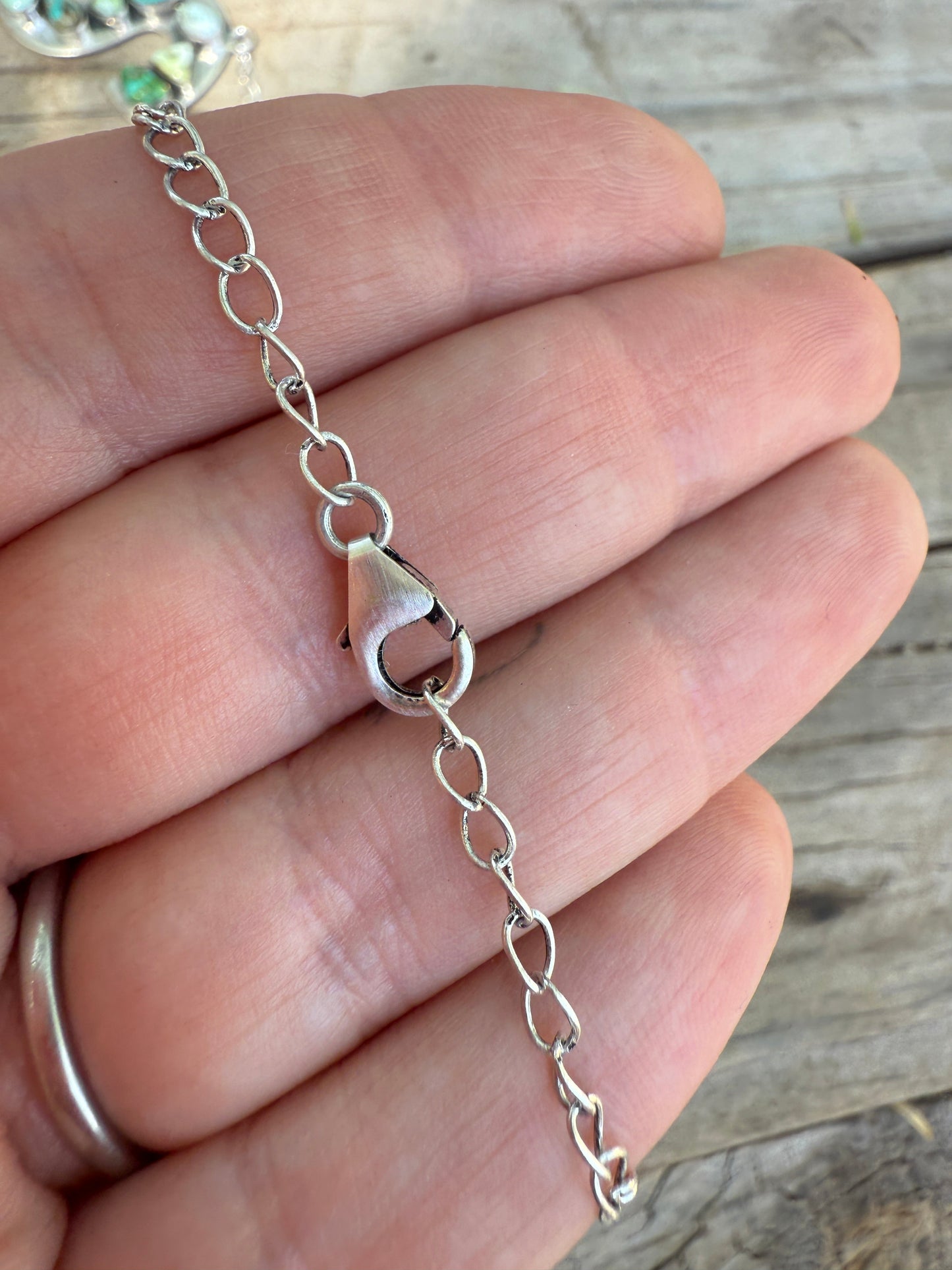 Handmade Sterling Silver Multi Stone Letter Necklace Signed Nizhoni Leslie’s fav