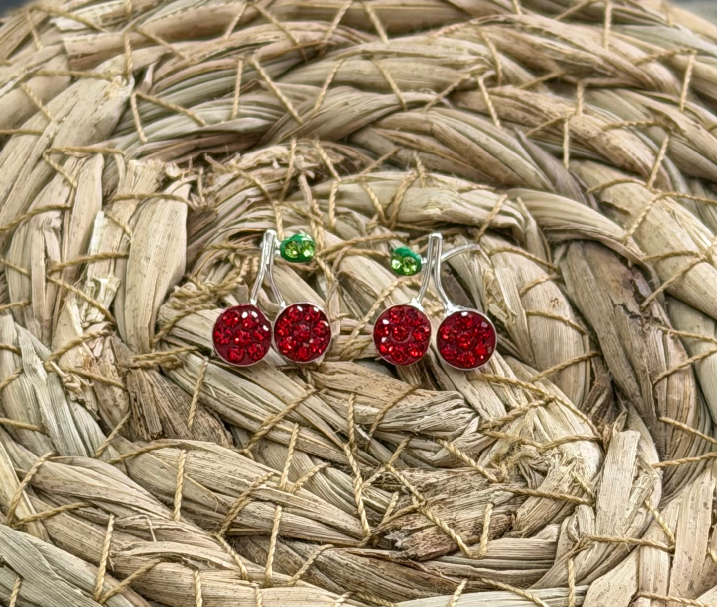 Cherry Stud CZ Sterling Silver Earrings