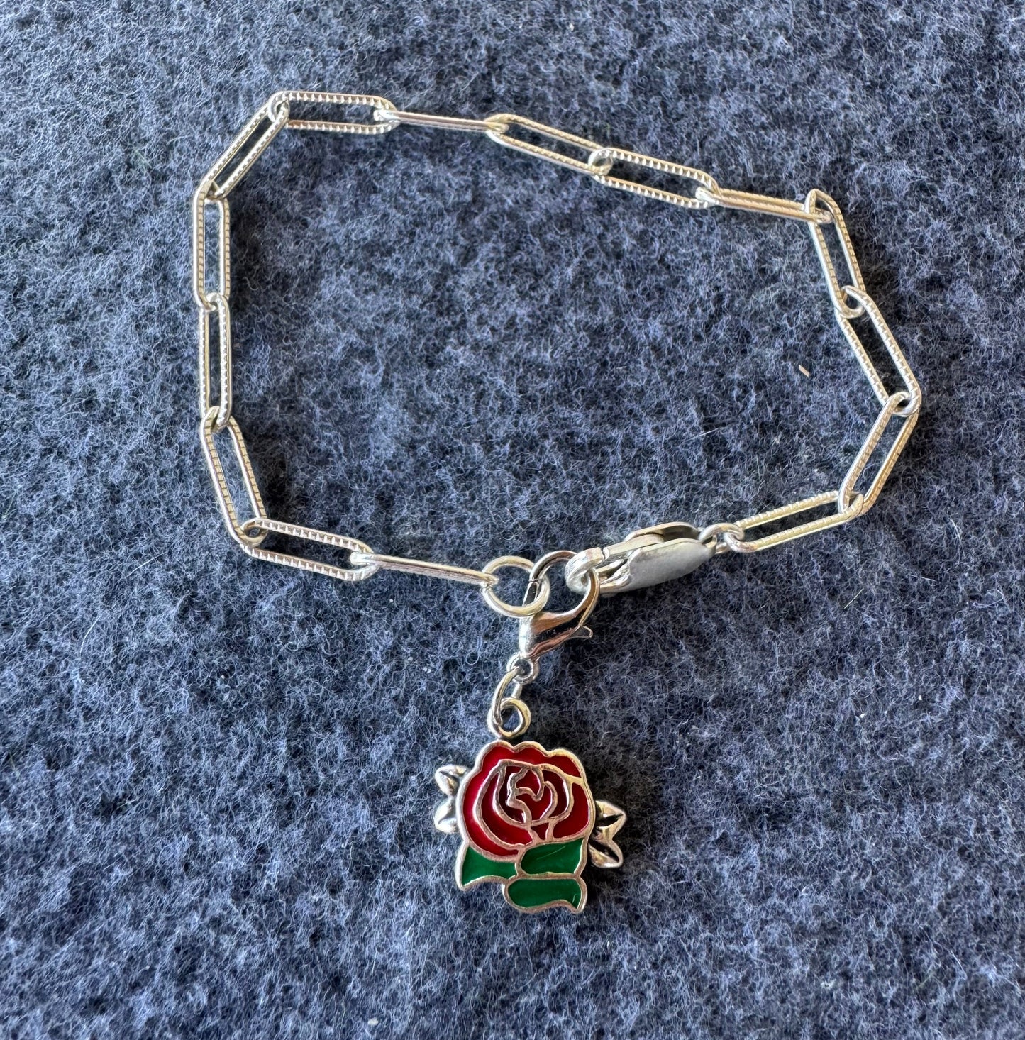 Handcrafted Sterling Silver Red Rose Charm