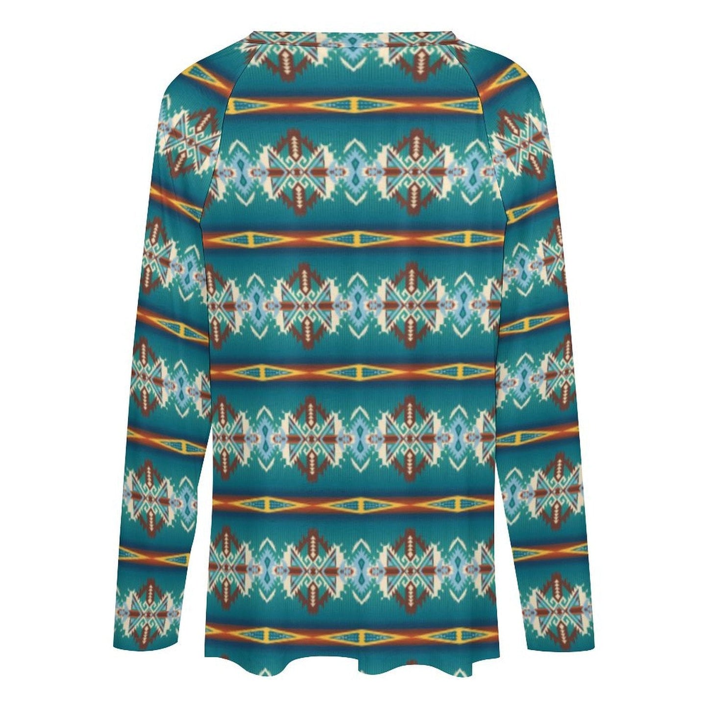 Baha Ranch Teal Aztec Long Sleeve Top