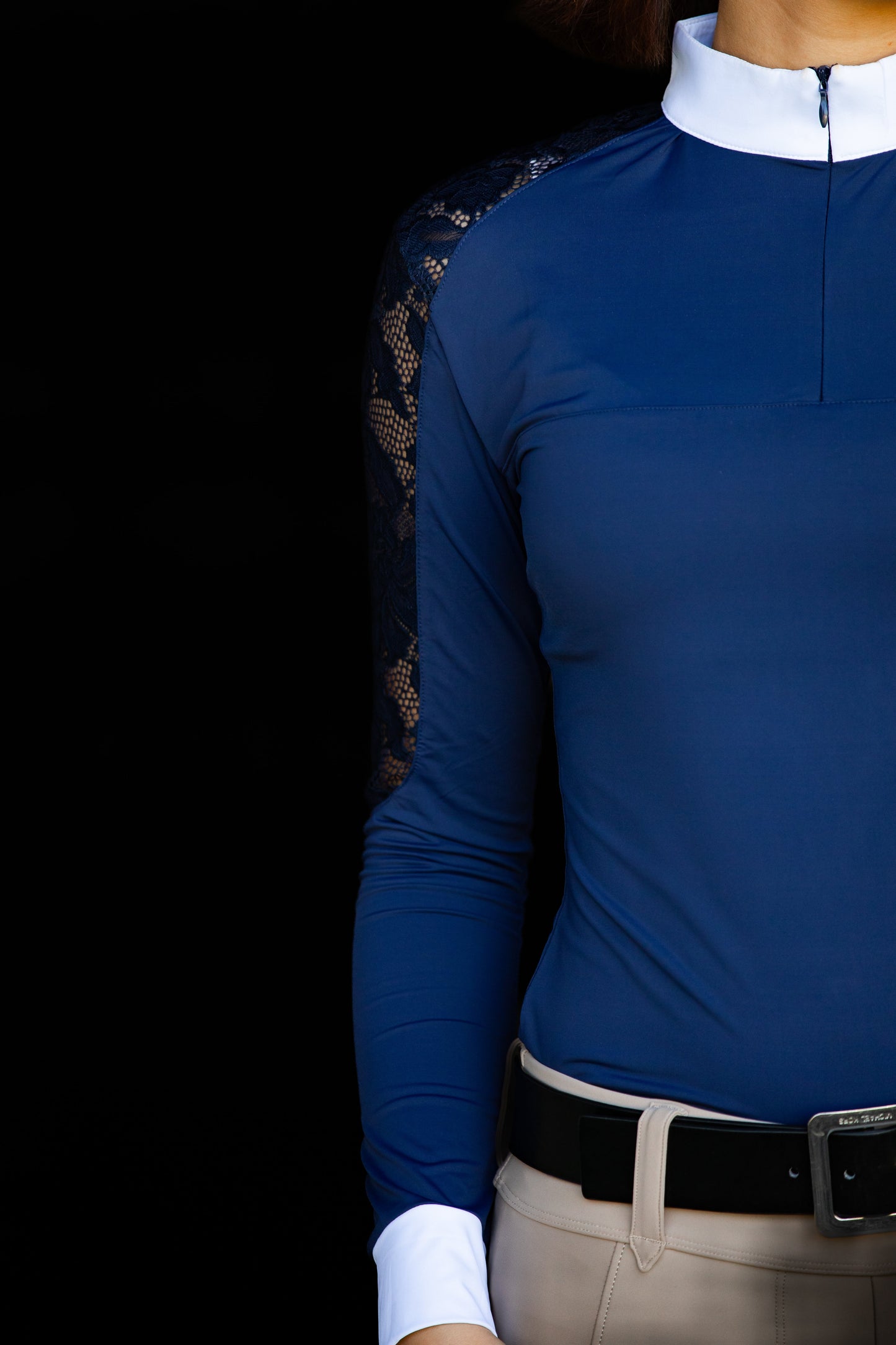 Navy Longsleeve lace with zip front