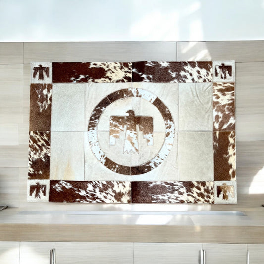 3x2’ Thunderbird patchwork cowhide rug
