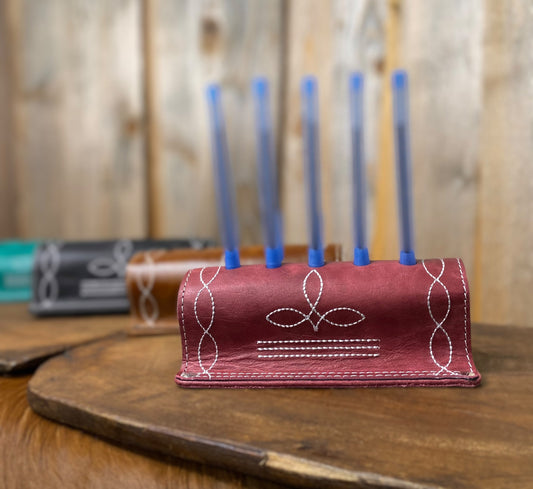 Burn Pink Bootstitch Pencil Holder