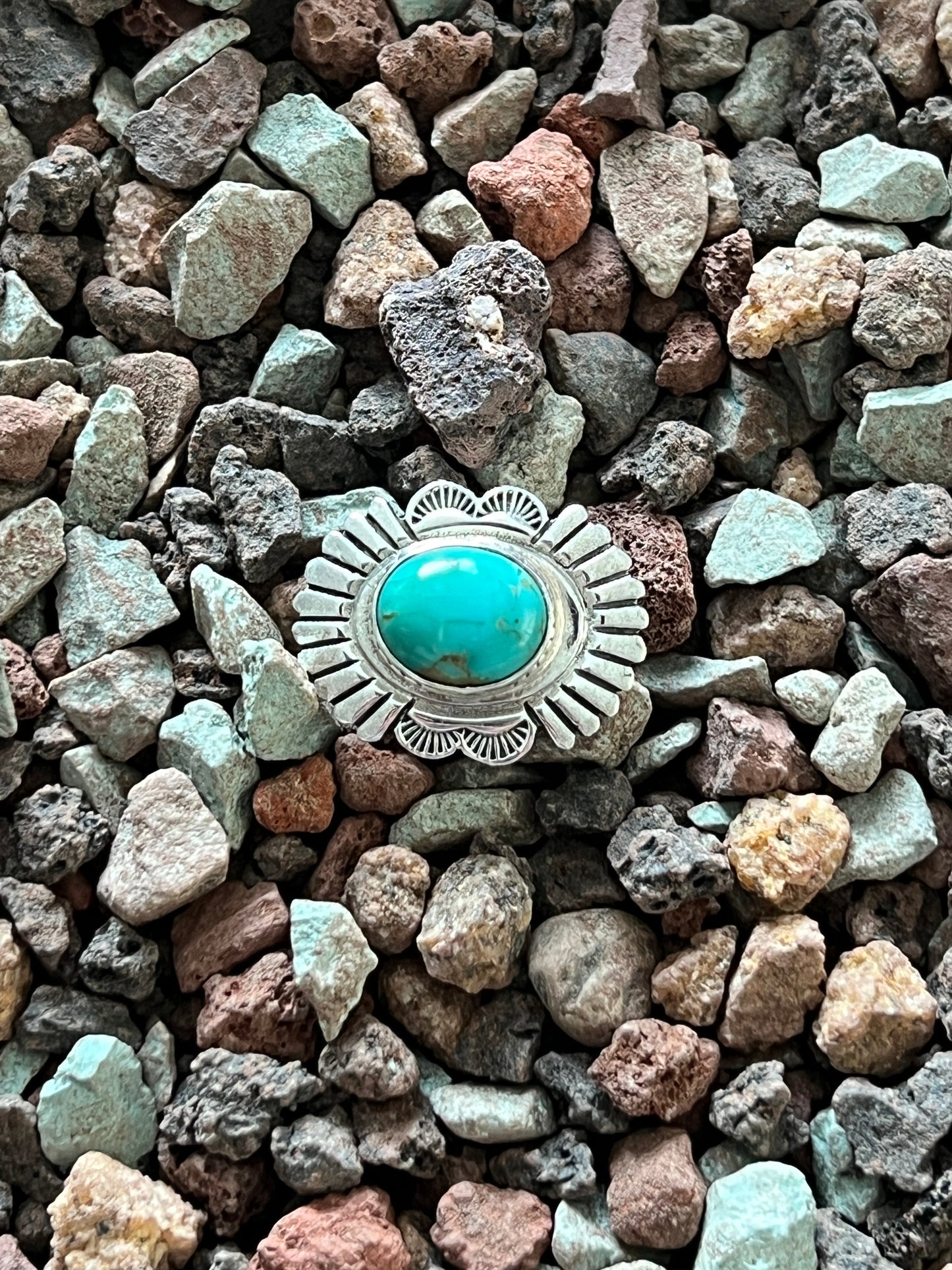 Sterling Silver and Oval Kingman Turquoise Concho Slide