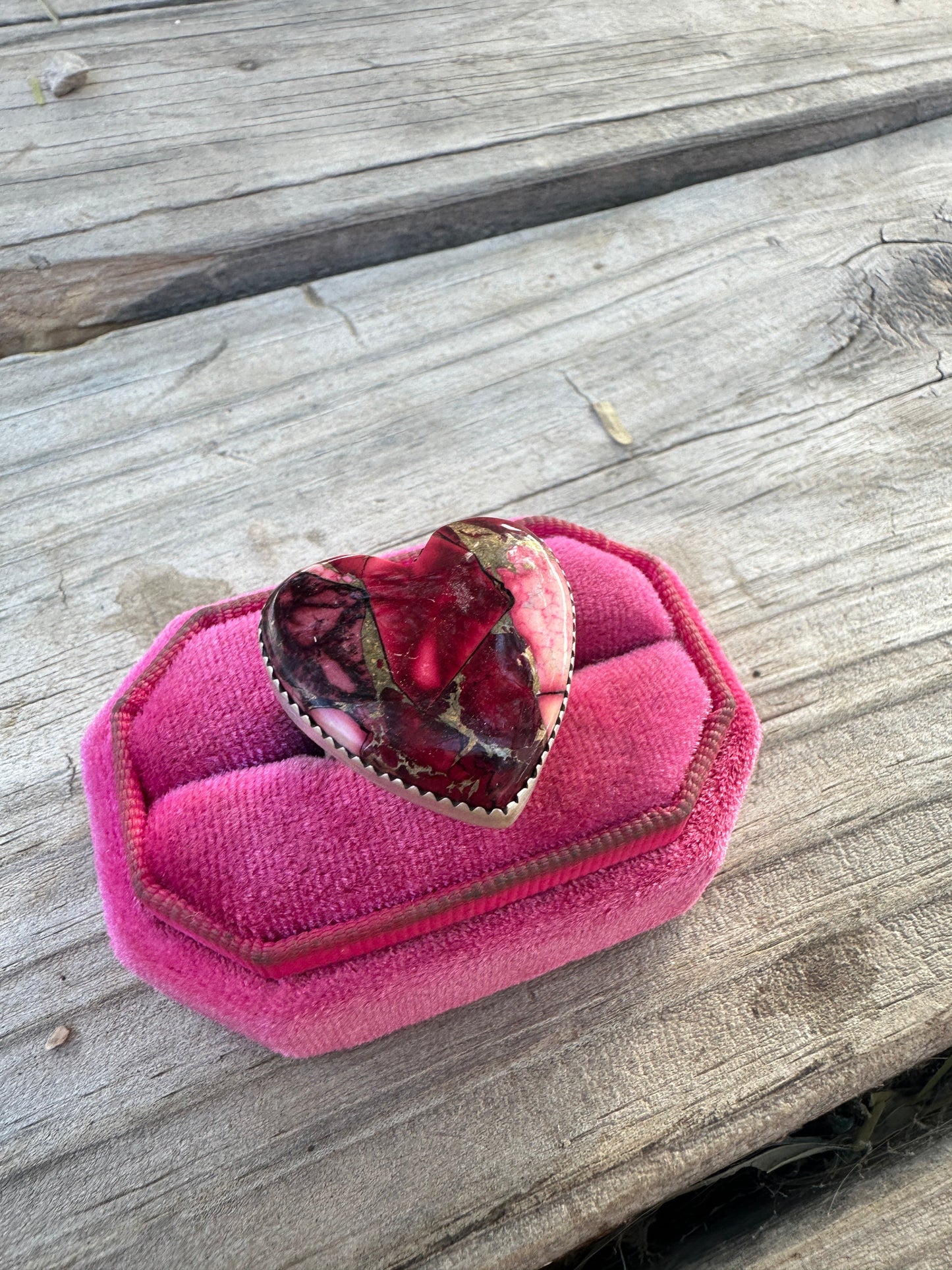 Beautiful Handmade Dahlia Rose And Sterling Silver Adjustable Heart  Ring
