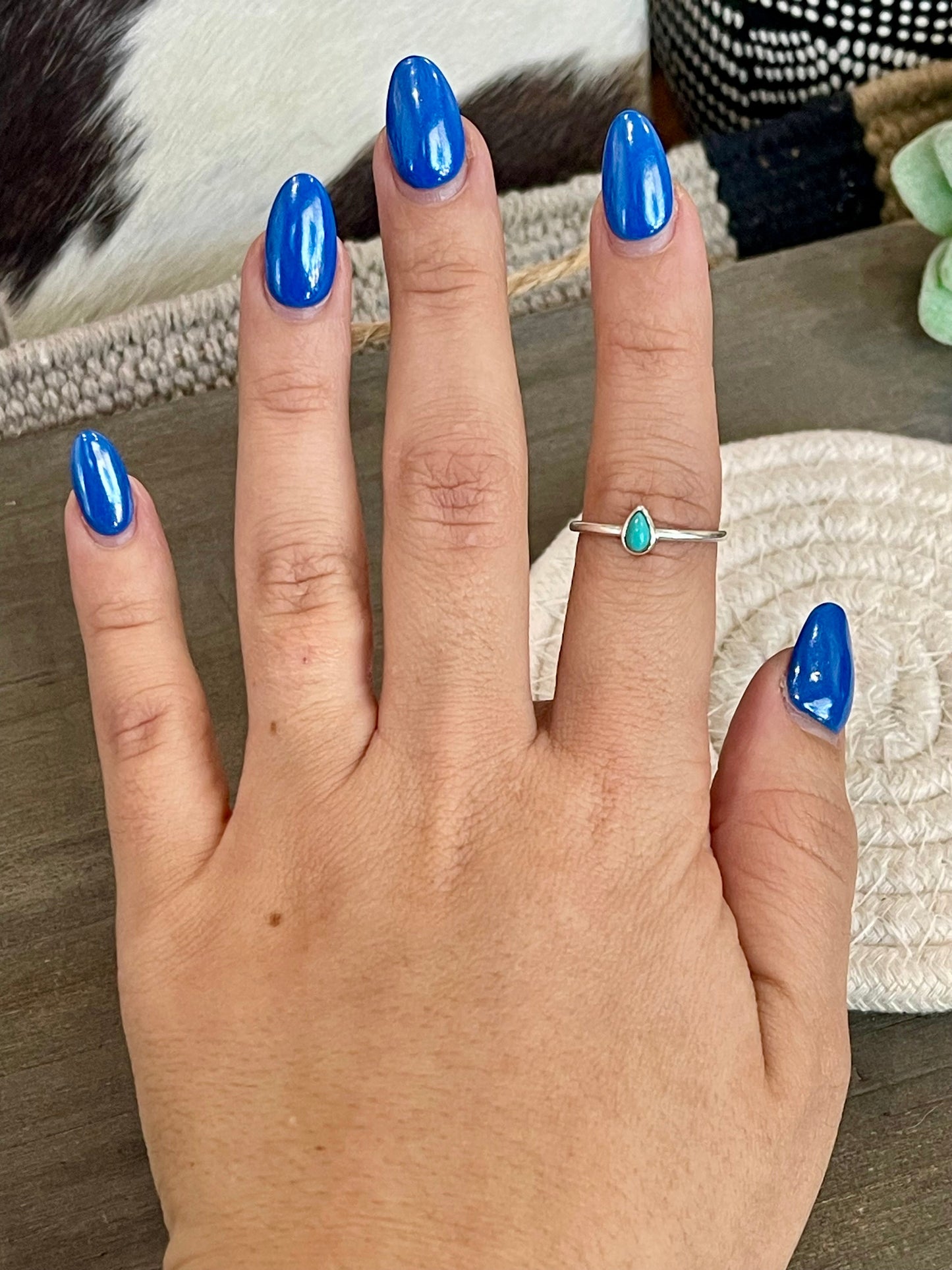Handmade Turquoise Sterling Silver Mini Teardrop Ring