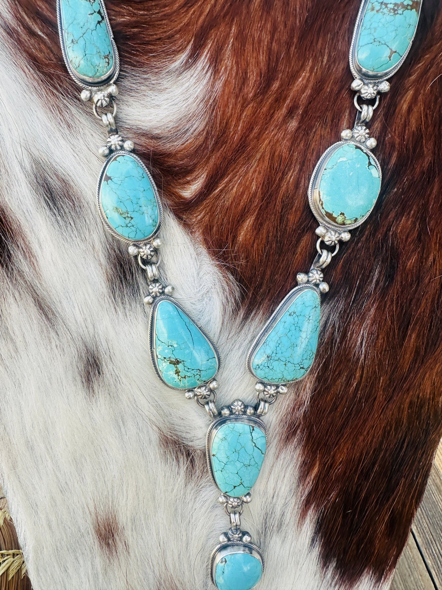 Handcrafted Turquoise & Sterling Silver Necklace and Earring Set by Sheila Becenti
