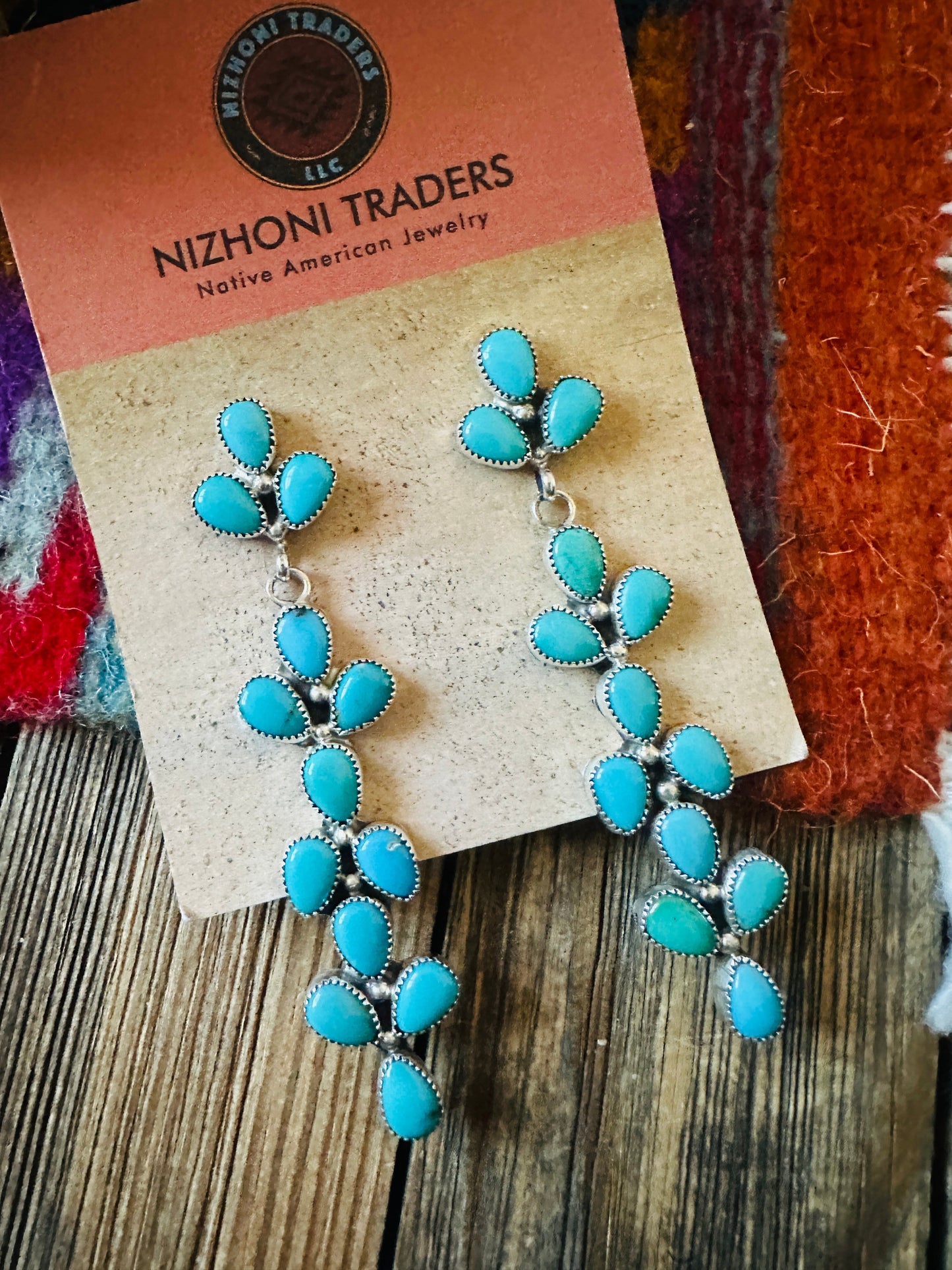 Handcrafted Turquoise & Sterling Silver Dangle Earrings