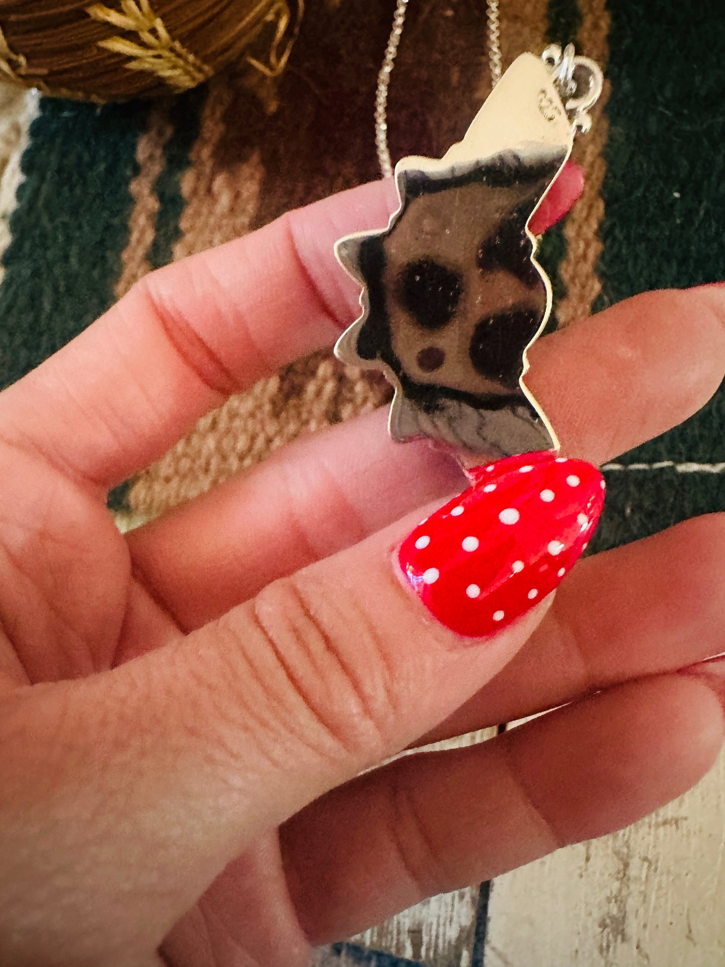 ** Christmas Collection ** Handmade Sterling Silver, Turquoise & Coral Necklace Signed Nizhoni