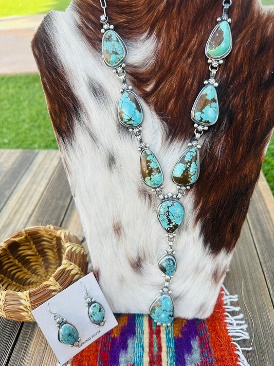 Handcrafted Turquoise & Sterling Silver Necklace and Earring Set by Sheila Becenti