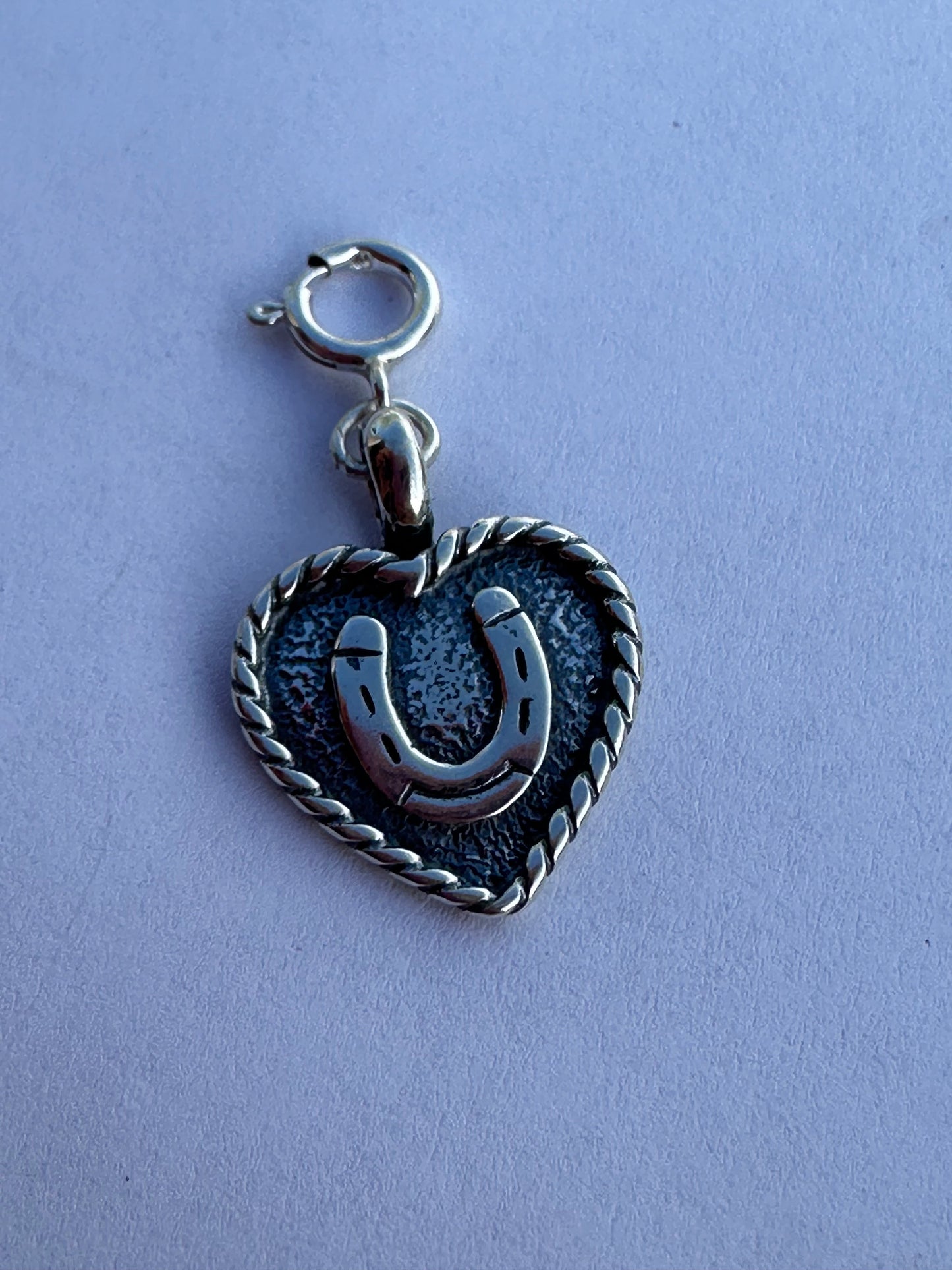 Handcrafted Sterling Silver Heart  Horseshoe Charm
