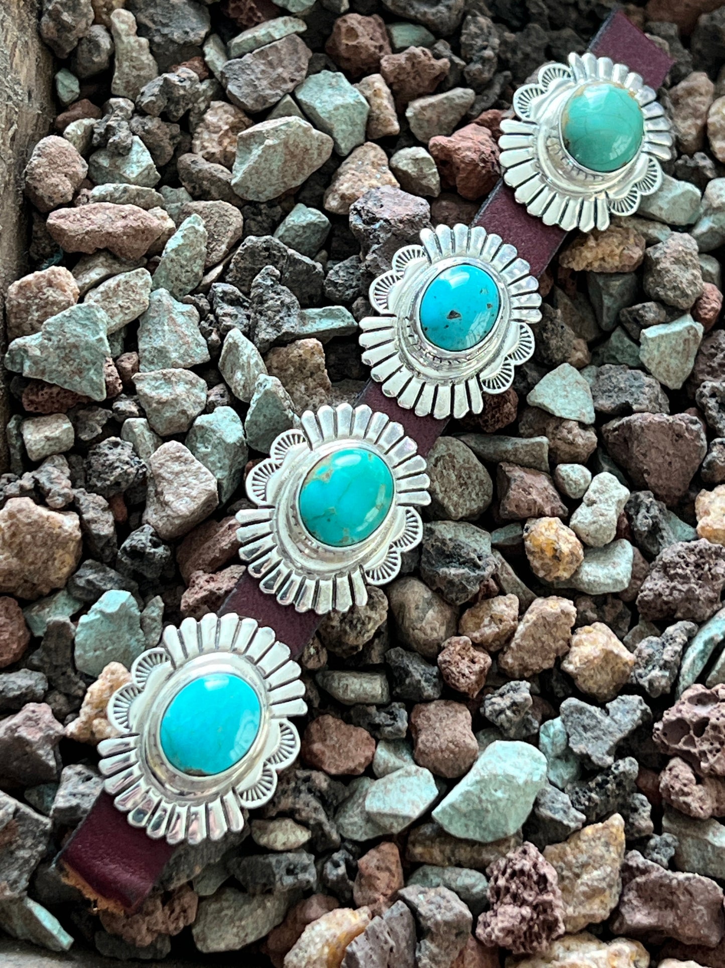 Sterling Silver and Oval Kingman Turquoise Concho Slide