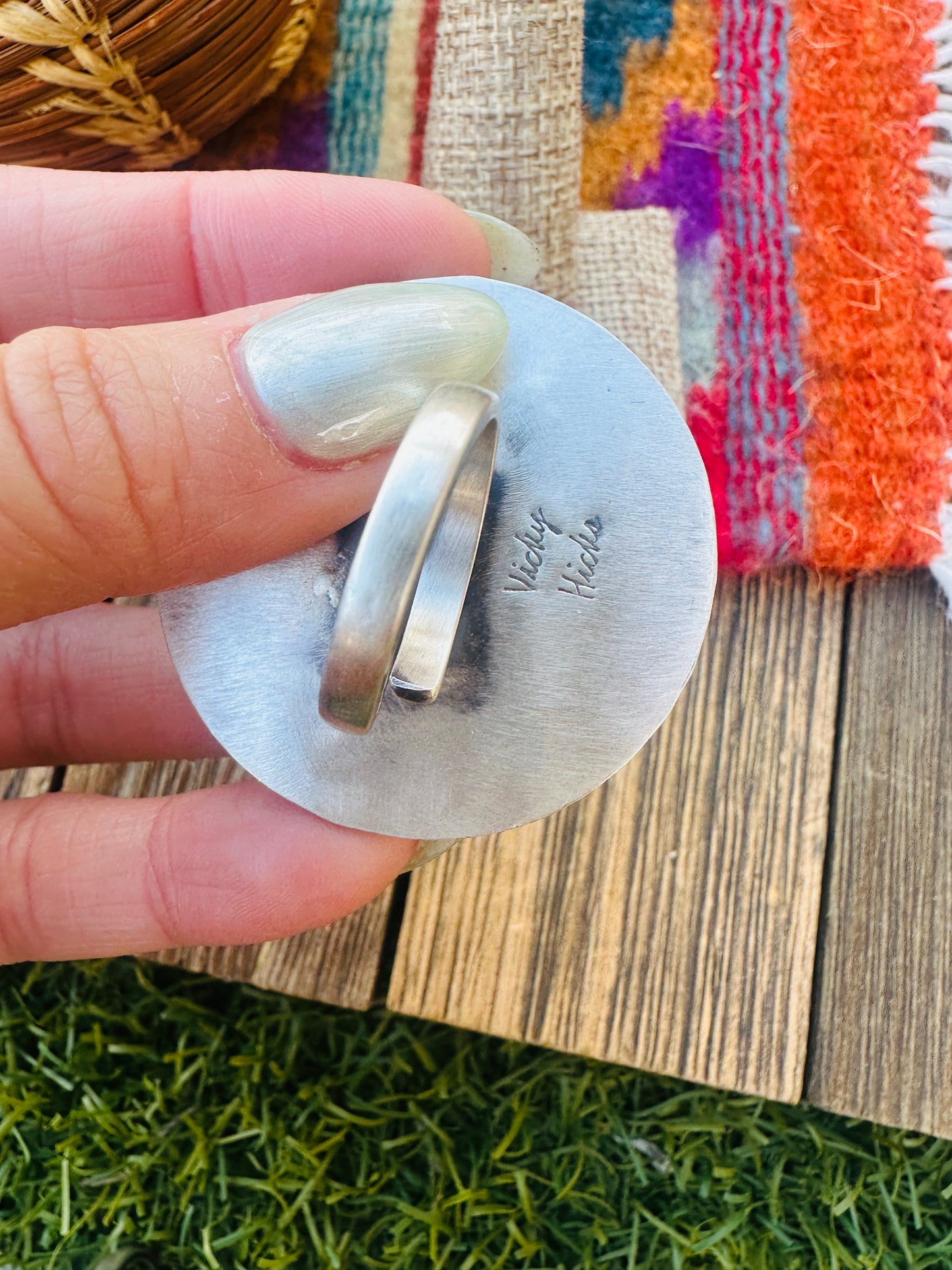 Handcrafted Sterling Silver & Multi Stone Cluster Adjustable Ring by Vicky Hicks