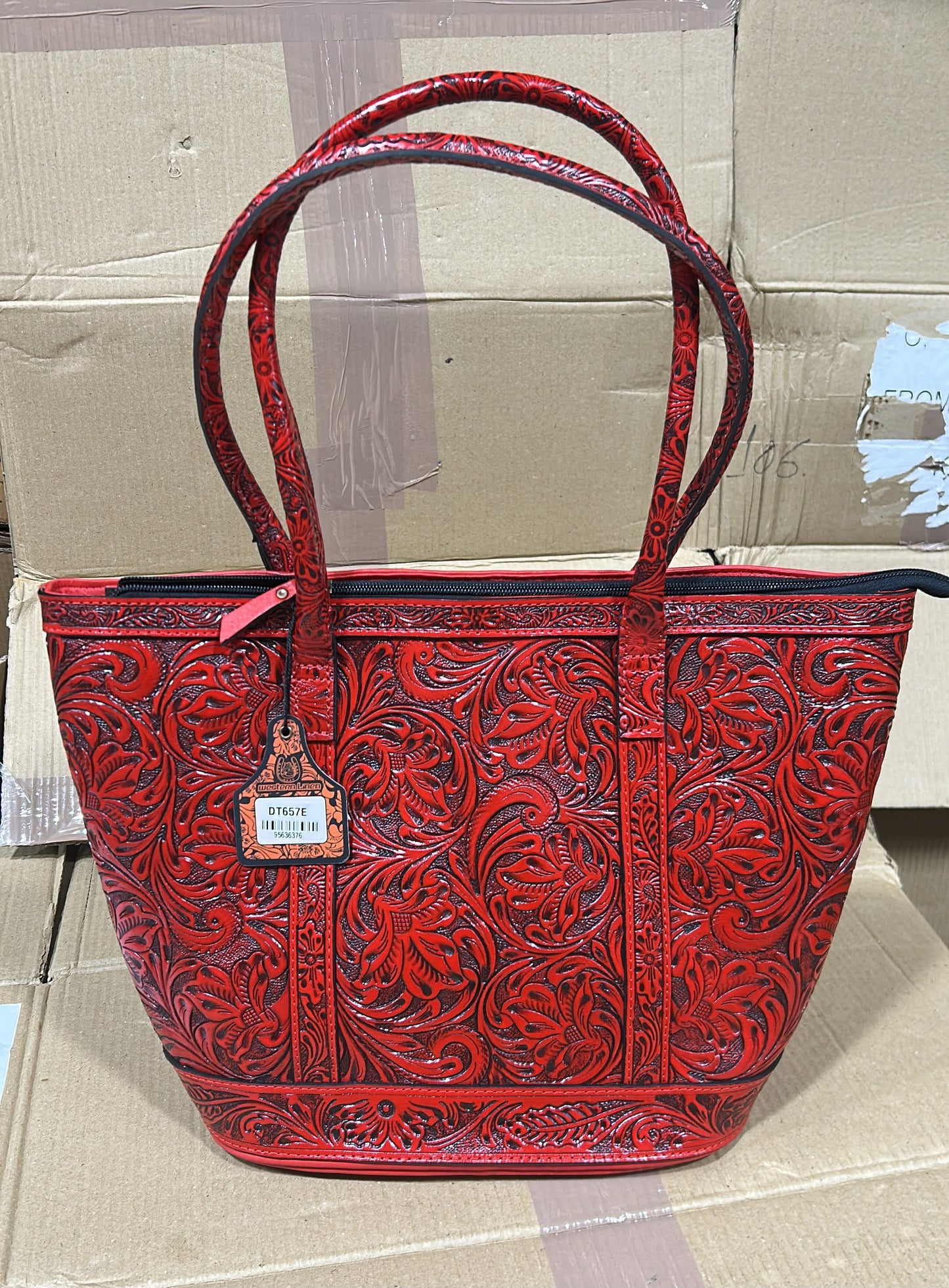 Genuine Leather Hand Tooled Tote