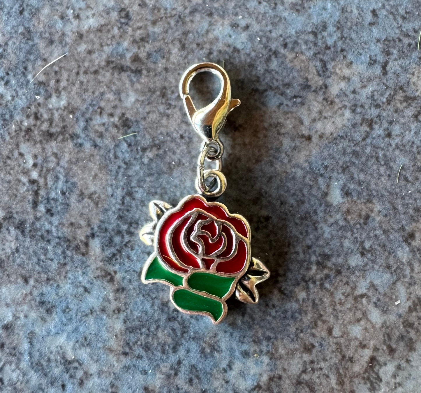 Handcrafted Sterling Silver Red Rose Charm