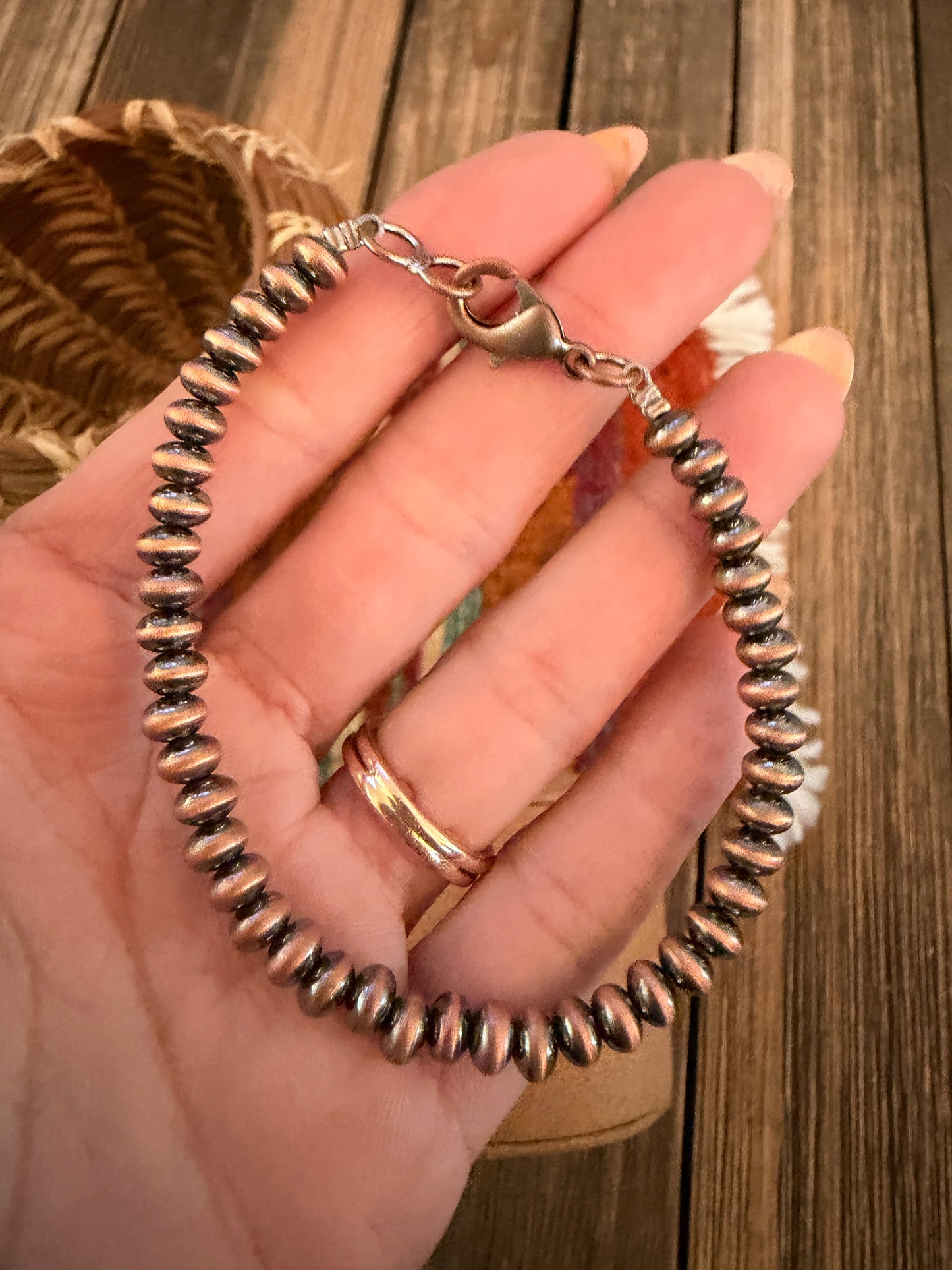 Handcrafted Copper Beaded 6mm Saucer Bracelet