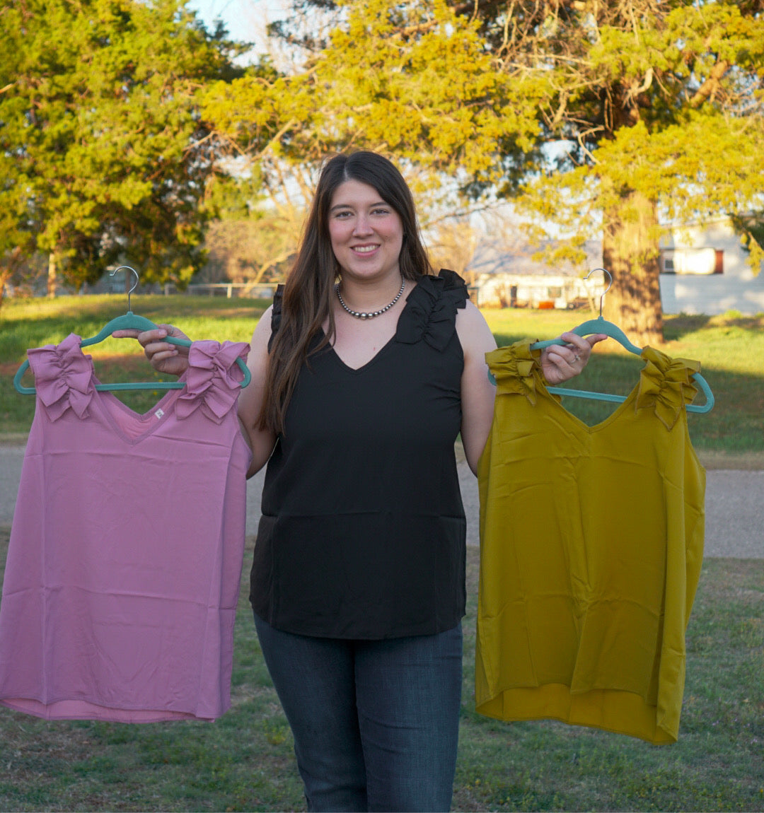 Lite Rose - Plus Size - Ruffle Trim Sleeveless Top