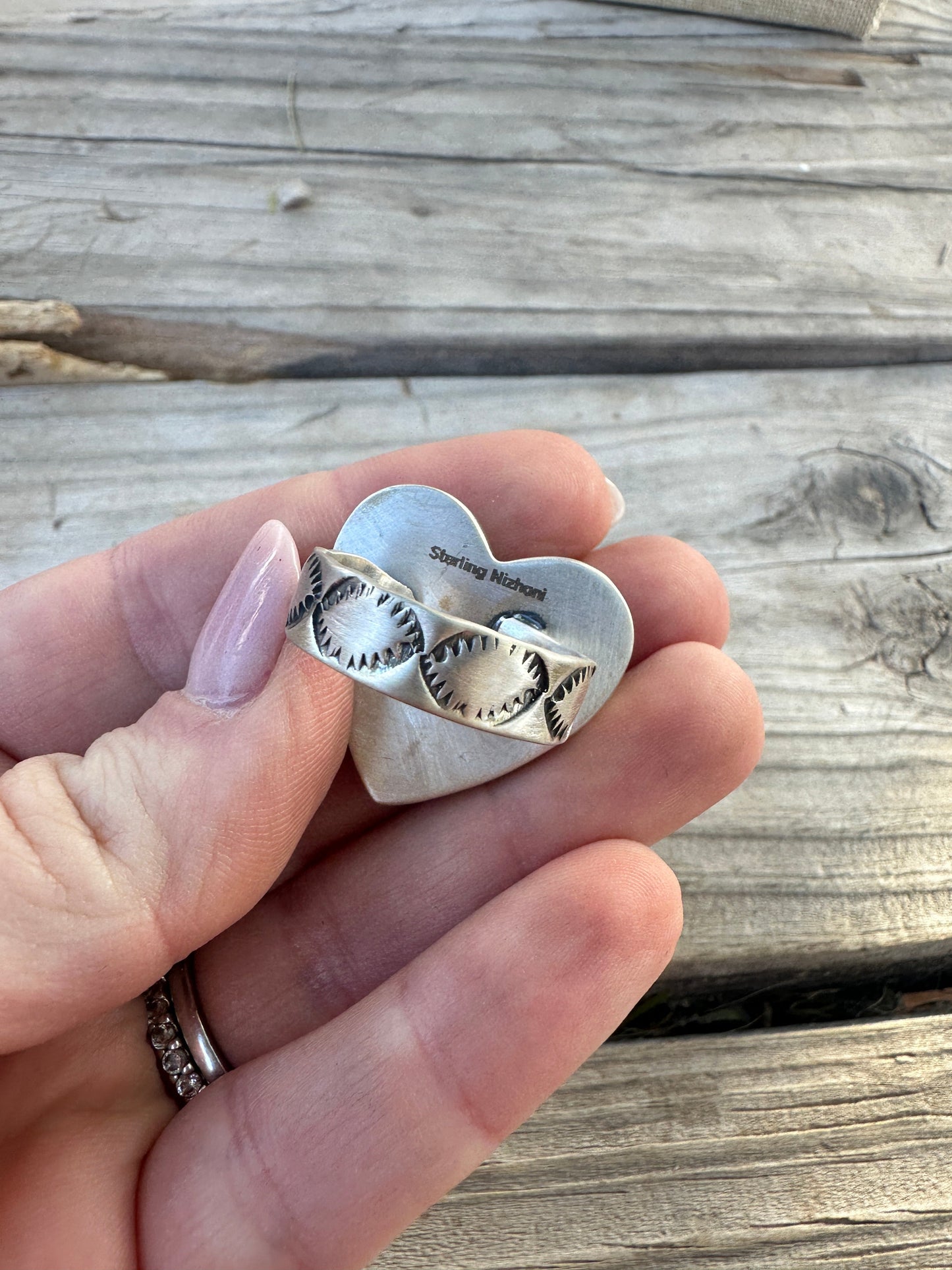 Beautiful Handmade Dahlia Rose And Sterling Silver Adjustable Heart  Ring