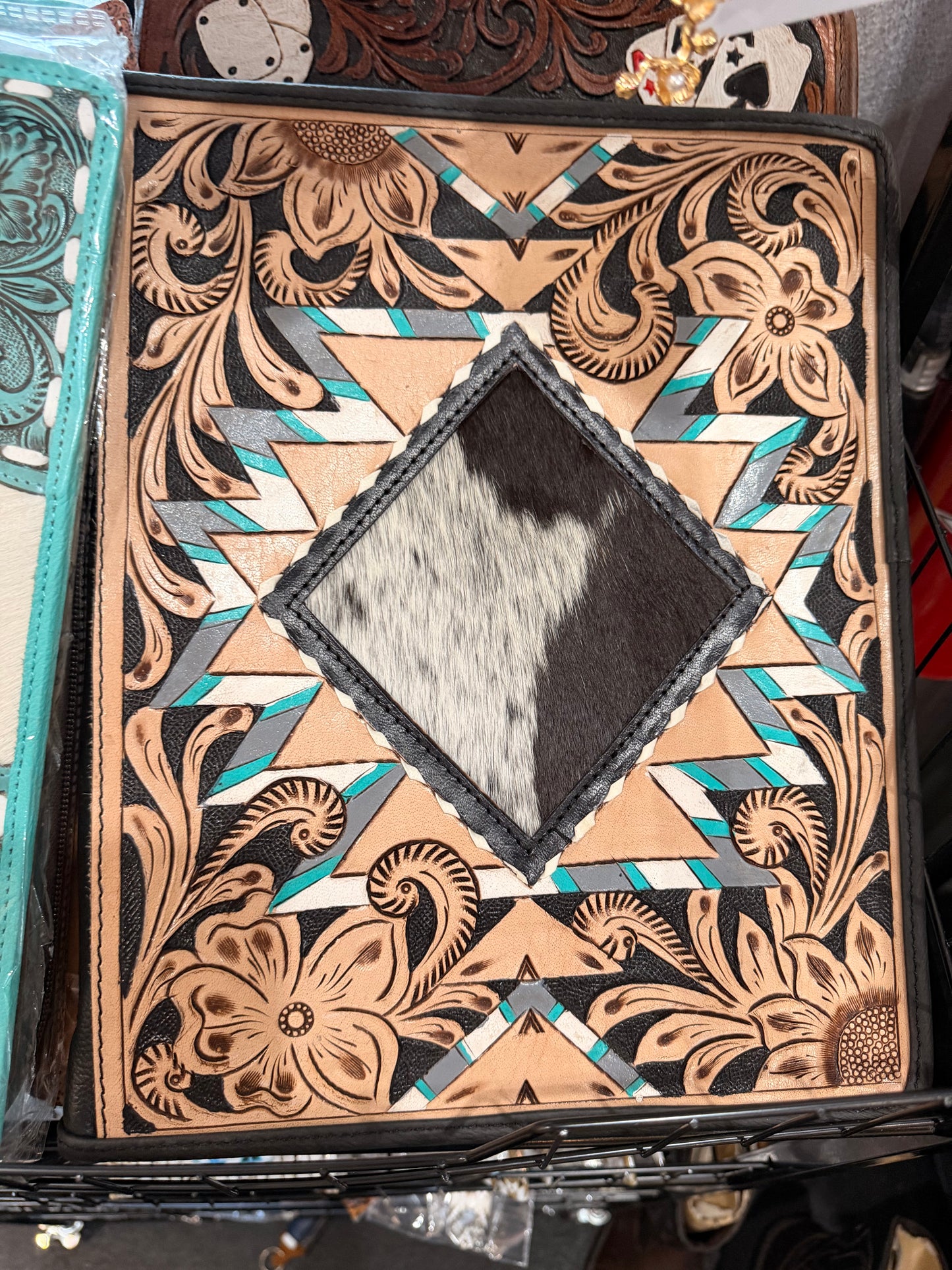 Genuine Leather and hide, hand tooled portfolio