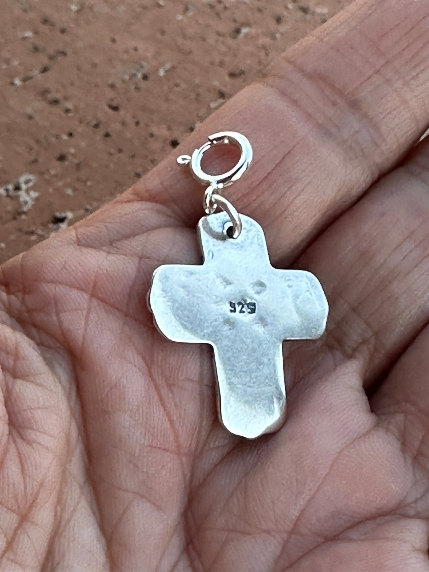 Handcrafted Sterling Silver Hand Stamped Cross Charm