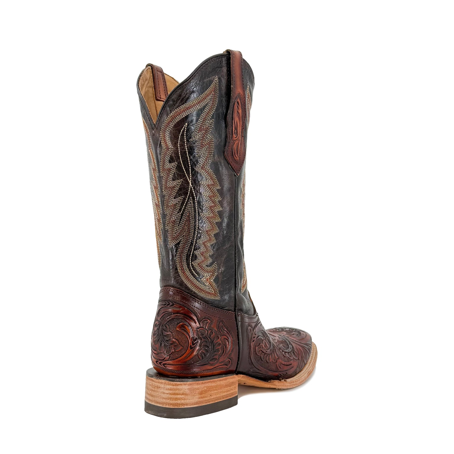 Women's Bulldog Hand Tooled Boots - Old Leaf Cognac