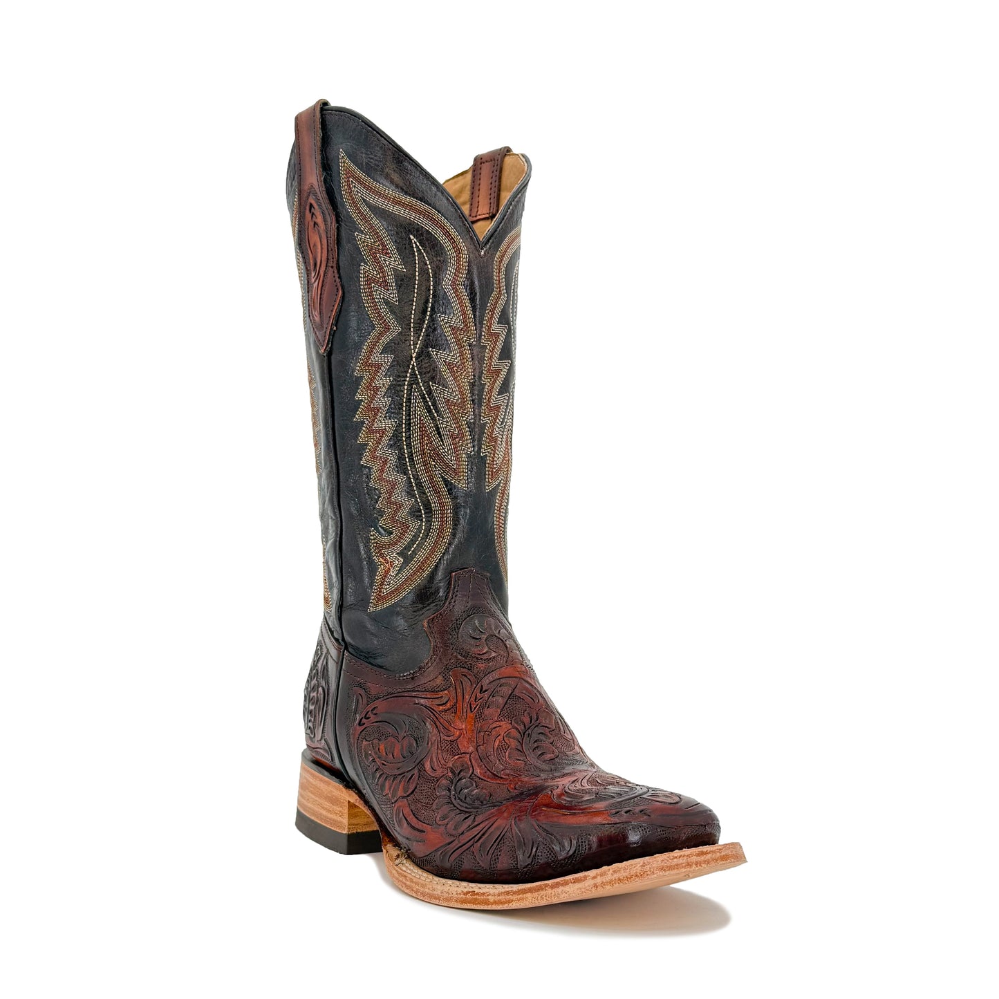 Women's Bulldog Hand Tooled Boots - Old Leaf Cognac