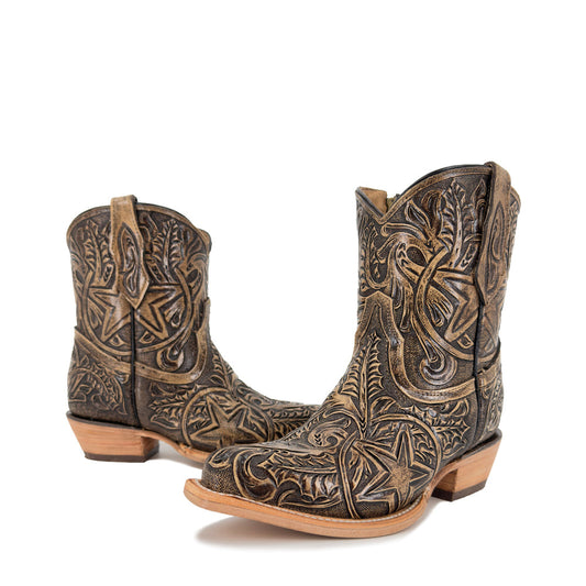 Women's Texan Handtooled Bootie - Lone Star Rustic