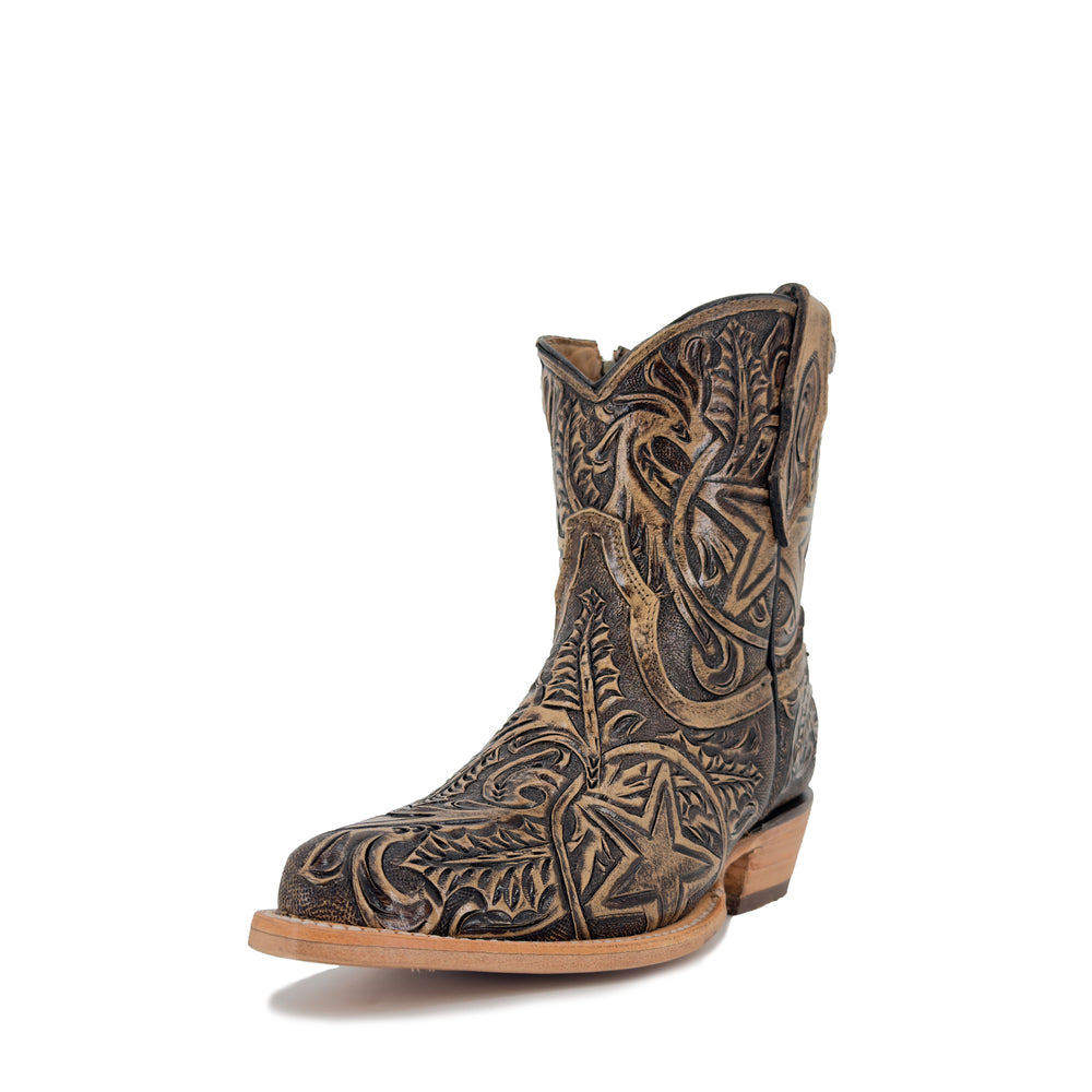 Women's Texan Handtooled Bootie - Lone Star Rustic