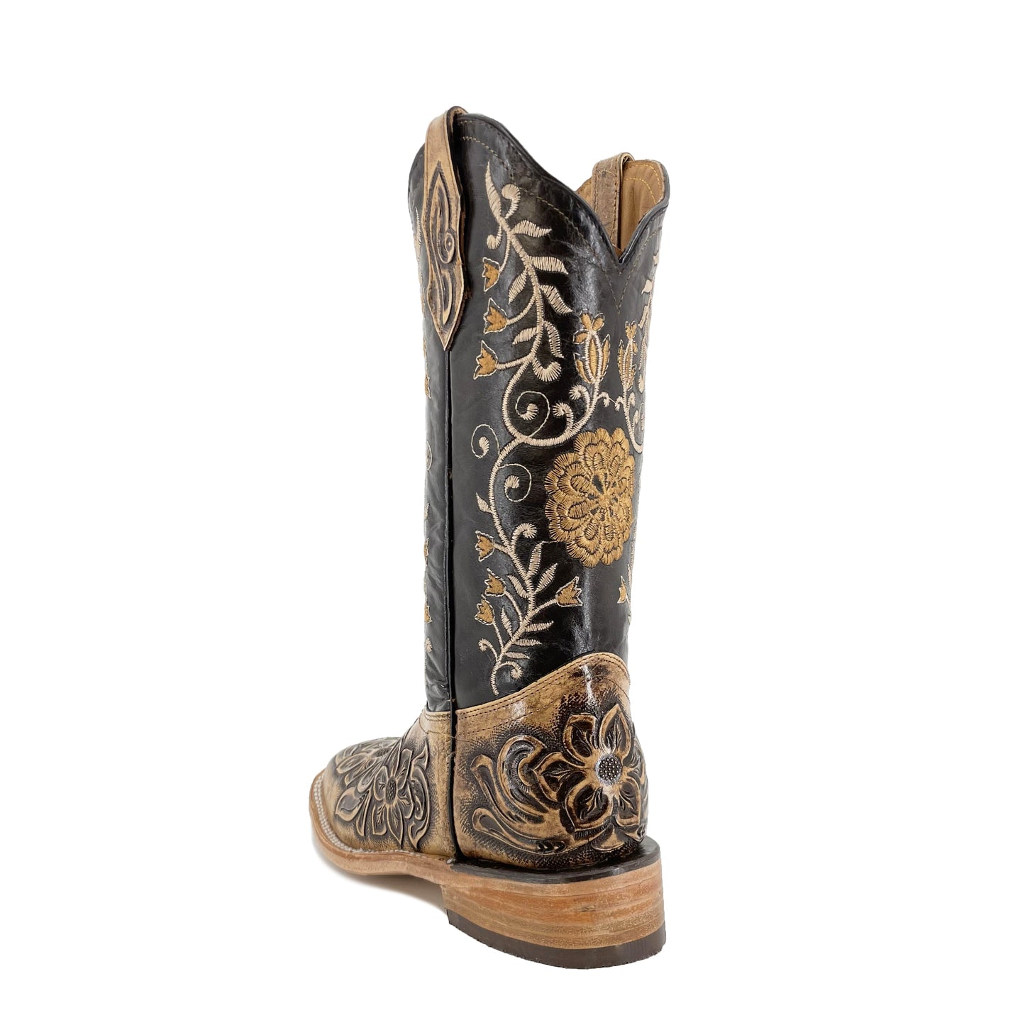 Women’s Bulldog Hand Tooled Floral Rustic Brown