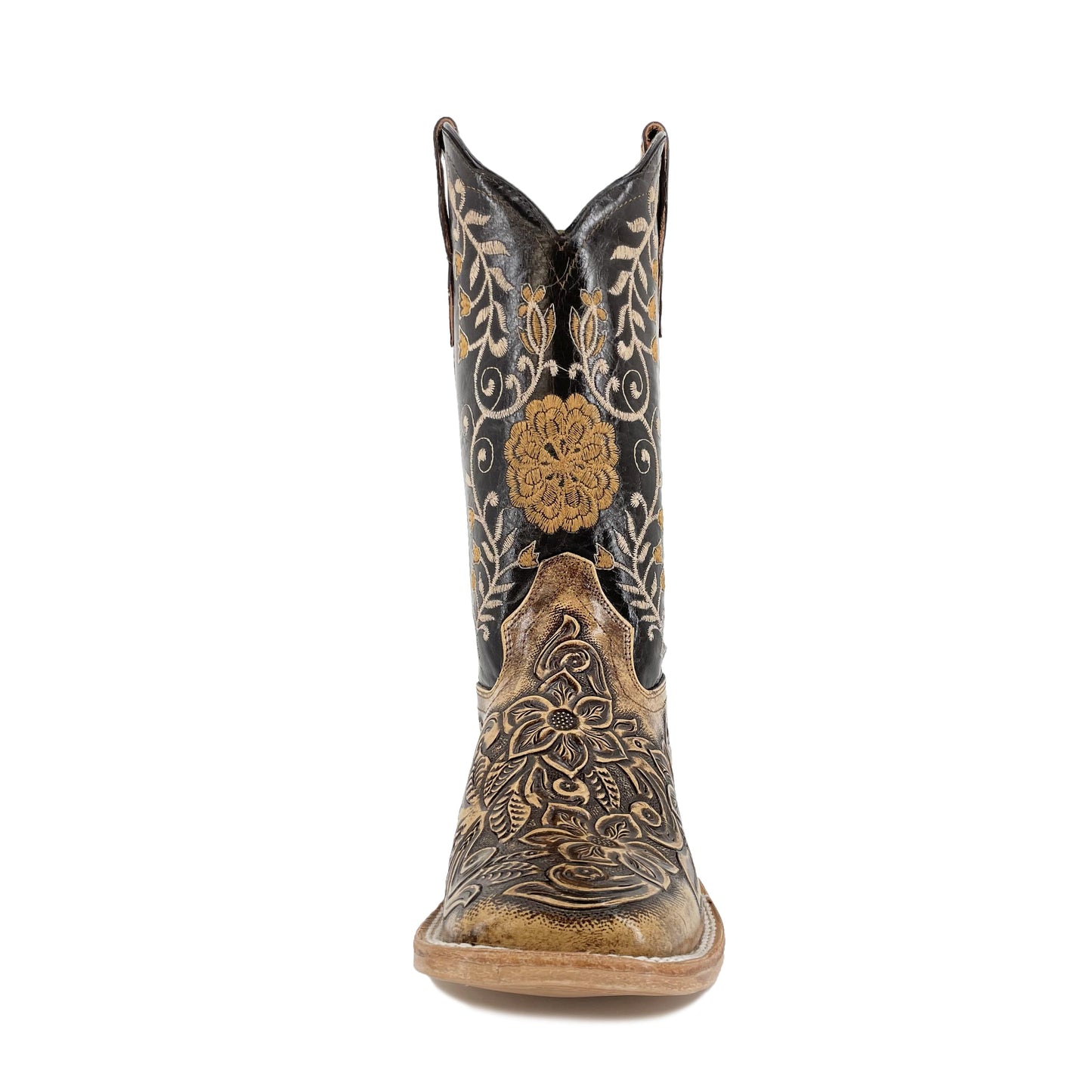 Women’s Bulldog Hand Tooled Floral Rustic Brown