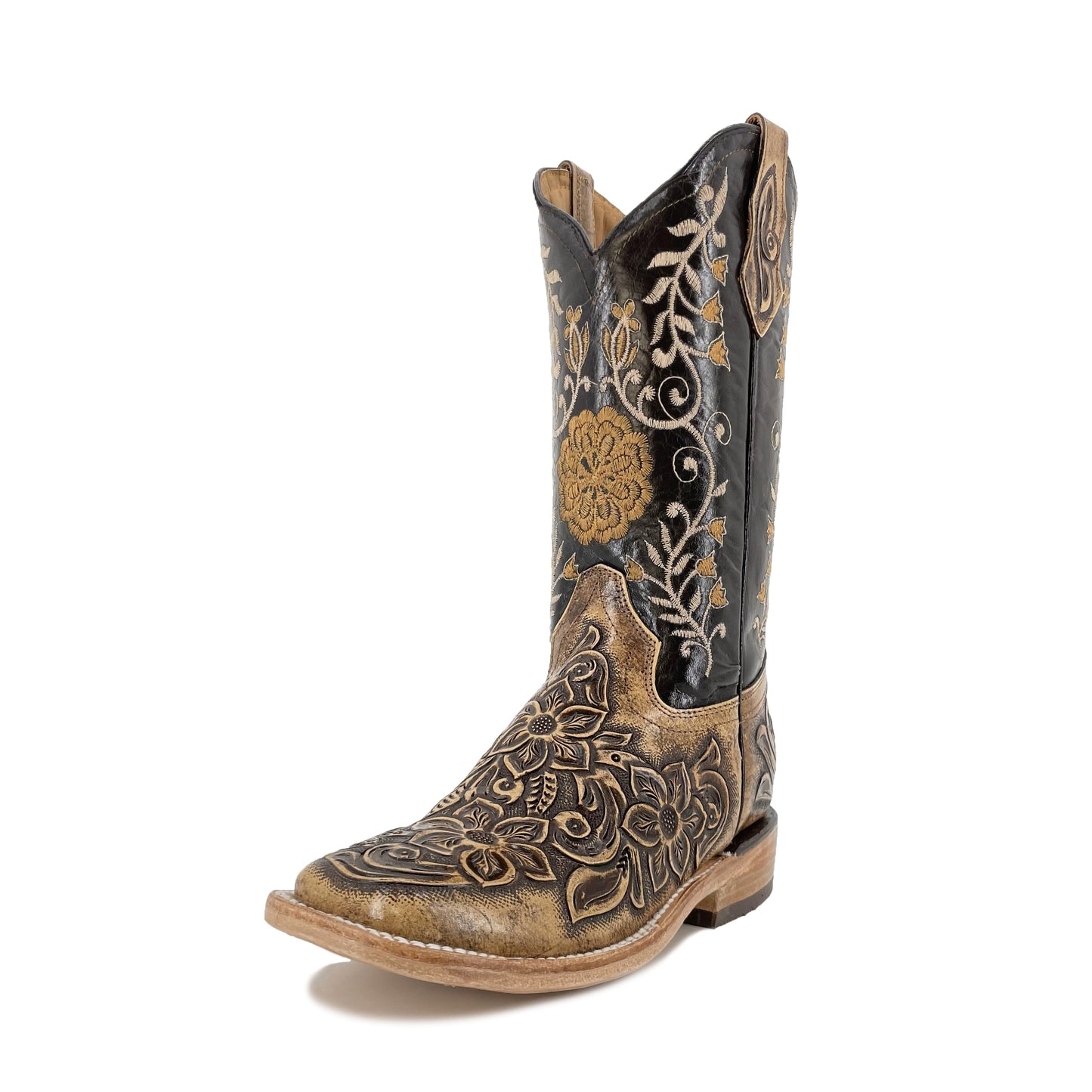 Women’s Bulldog Hand Tooled Floral Rustic Brown