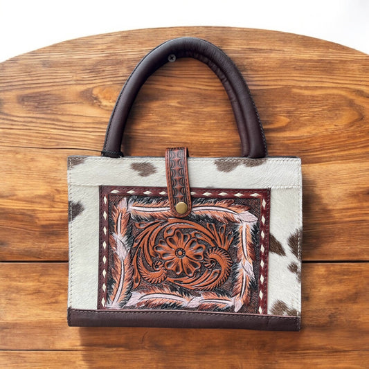 Hand tooled & cowhide book cover