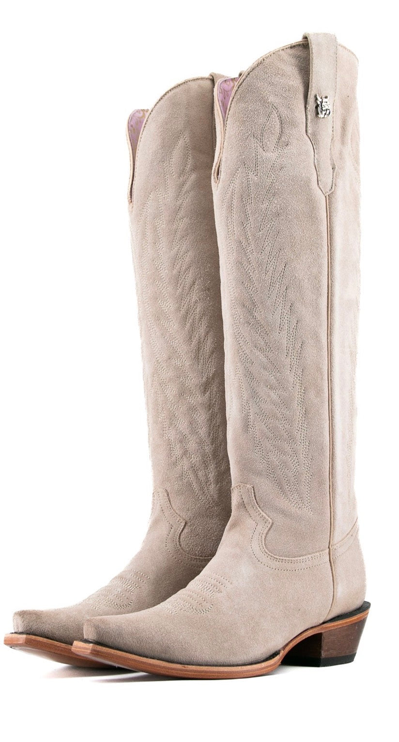 Rockem Georgina Gamuza Nude Tall Snip Toe Cowgirl Boot
