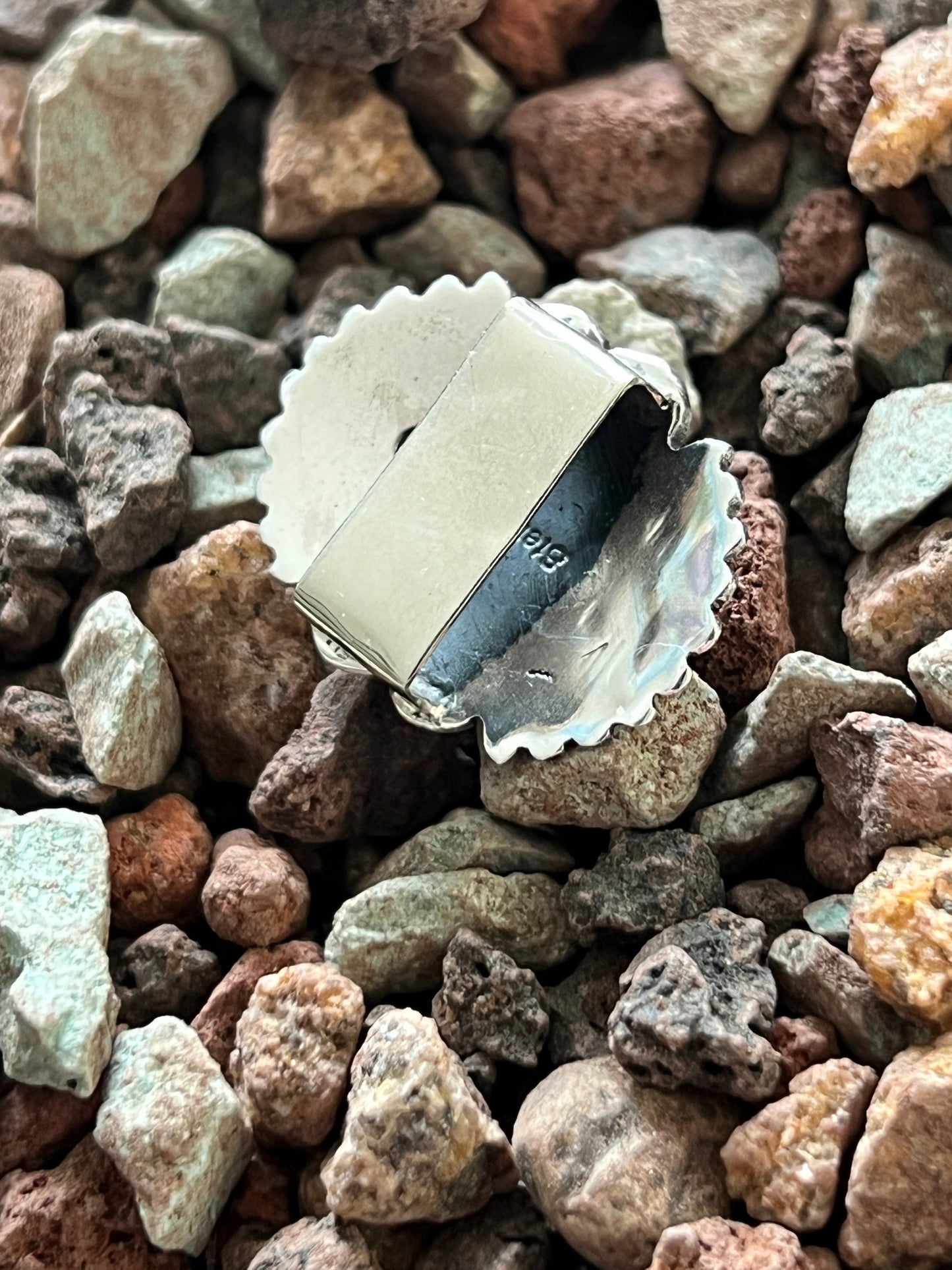 Sterling Silver and Oval Kingman Turquoise Concho Slide