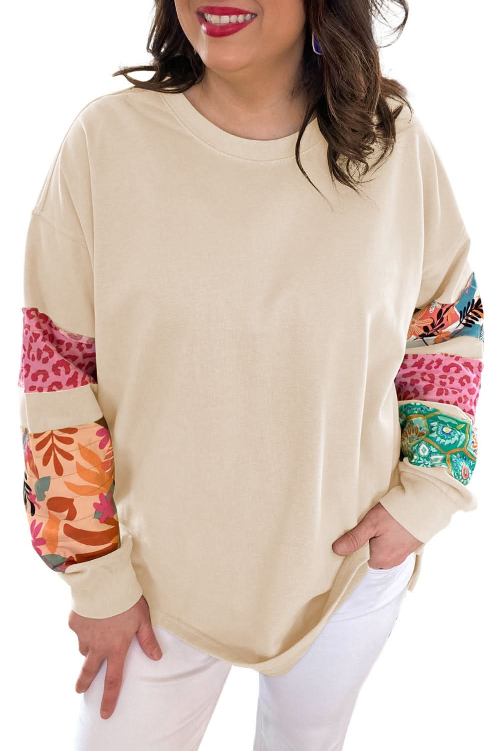 Love Salve: Plus Size Patchwork Sweatshirt
