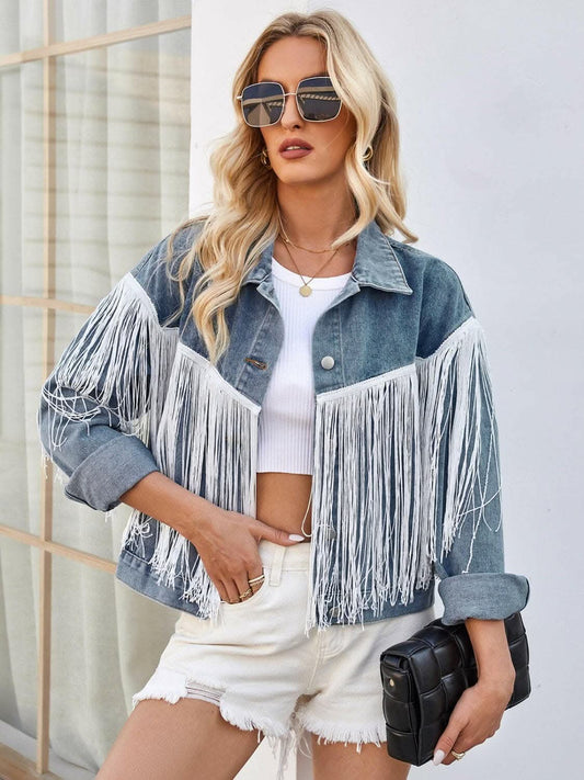 Boho tassel denim jacket
