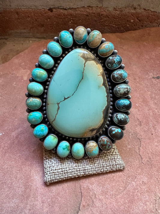 Beautiful Handcrafted Sterling Silver & Turquoise Statement Ring by Blaine Yellowhorse, Size 7