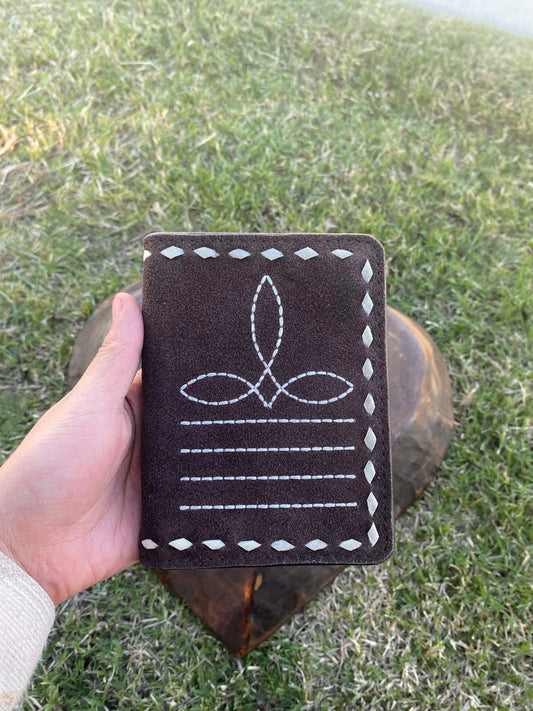Brown BootStitch Suede Leather Passport Cover